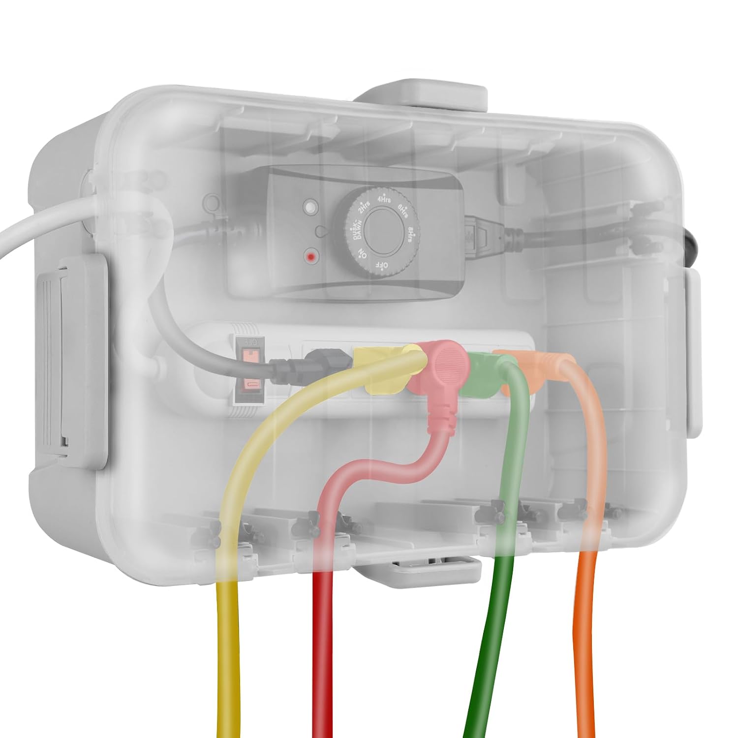 Detalle de Flemoon 7003 Large Outdoor Electrical Box, IP54, Clear Lid, 6 Cable Ports
