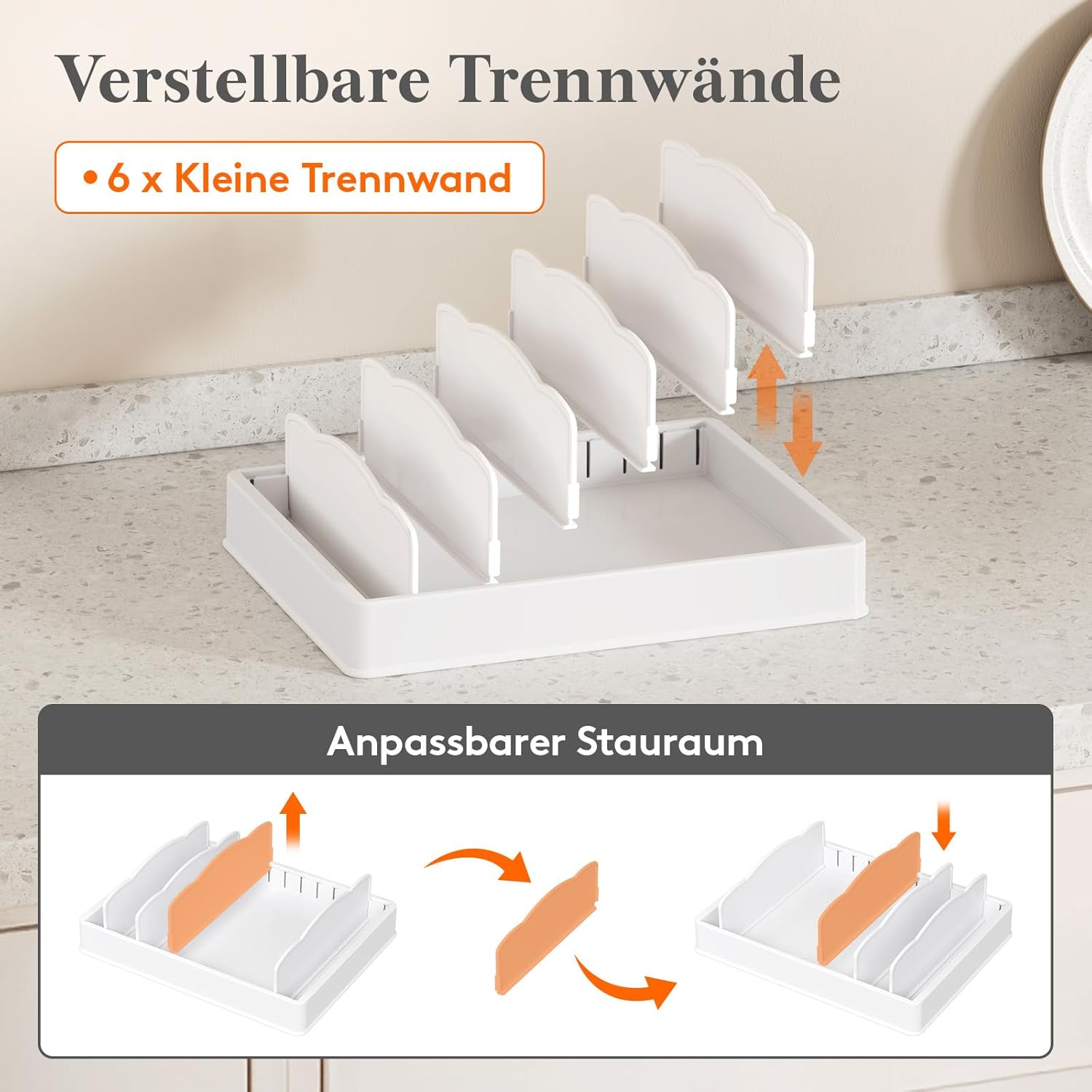 Detalle de Lifewit Topfdeckel Frischhaltebox Lagerung – 33 cm, verstellbare Trennwände zur organisierten Aufbewahrung von Deckeln und Küchenutensilien