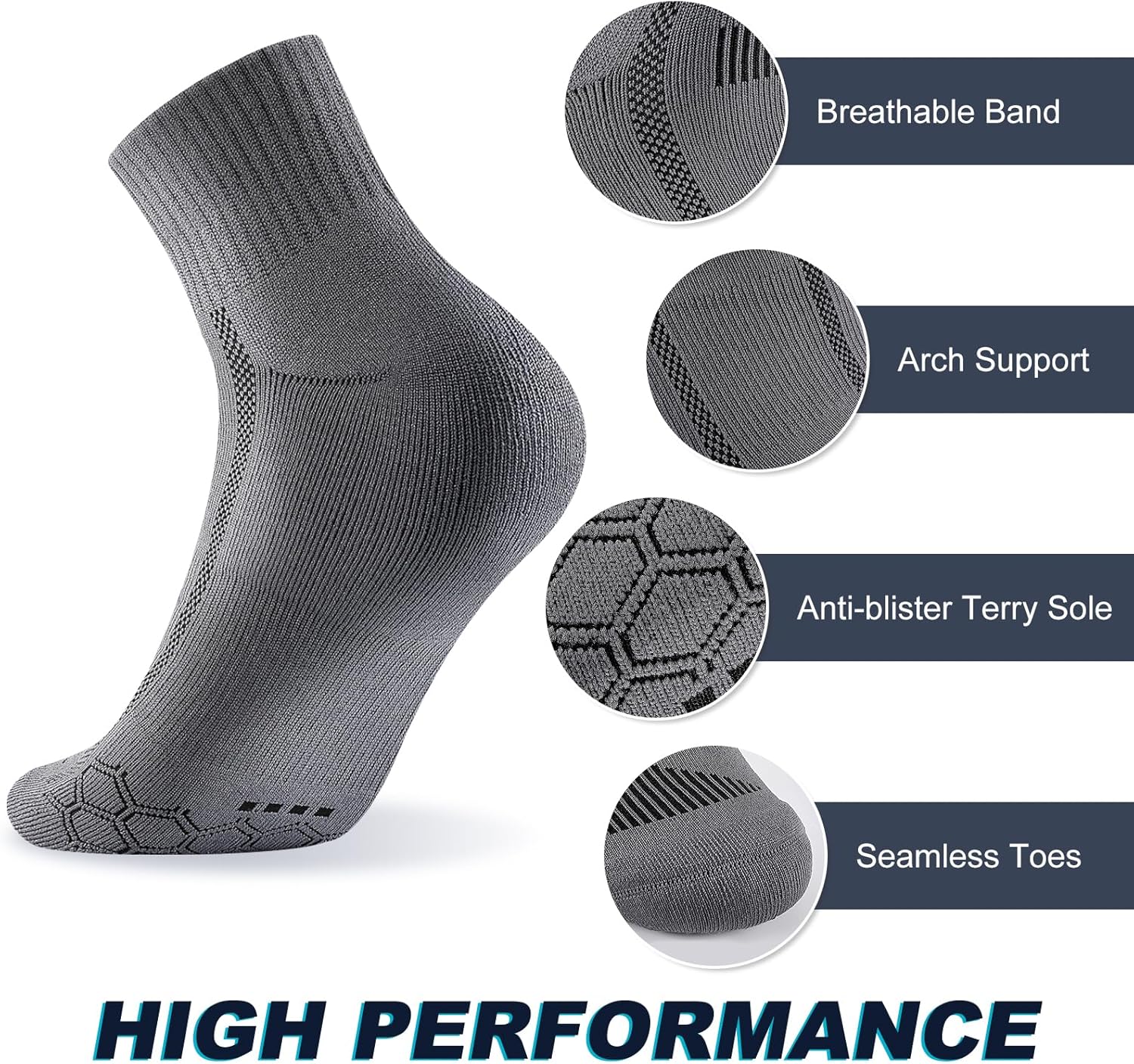 Thumbnail 1 de Stoeury anti-blister cushioned quarter running socks (3 pairs) for gym, hiking and cycling