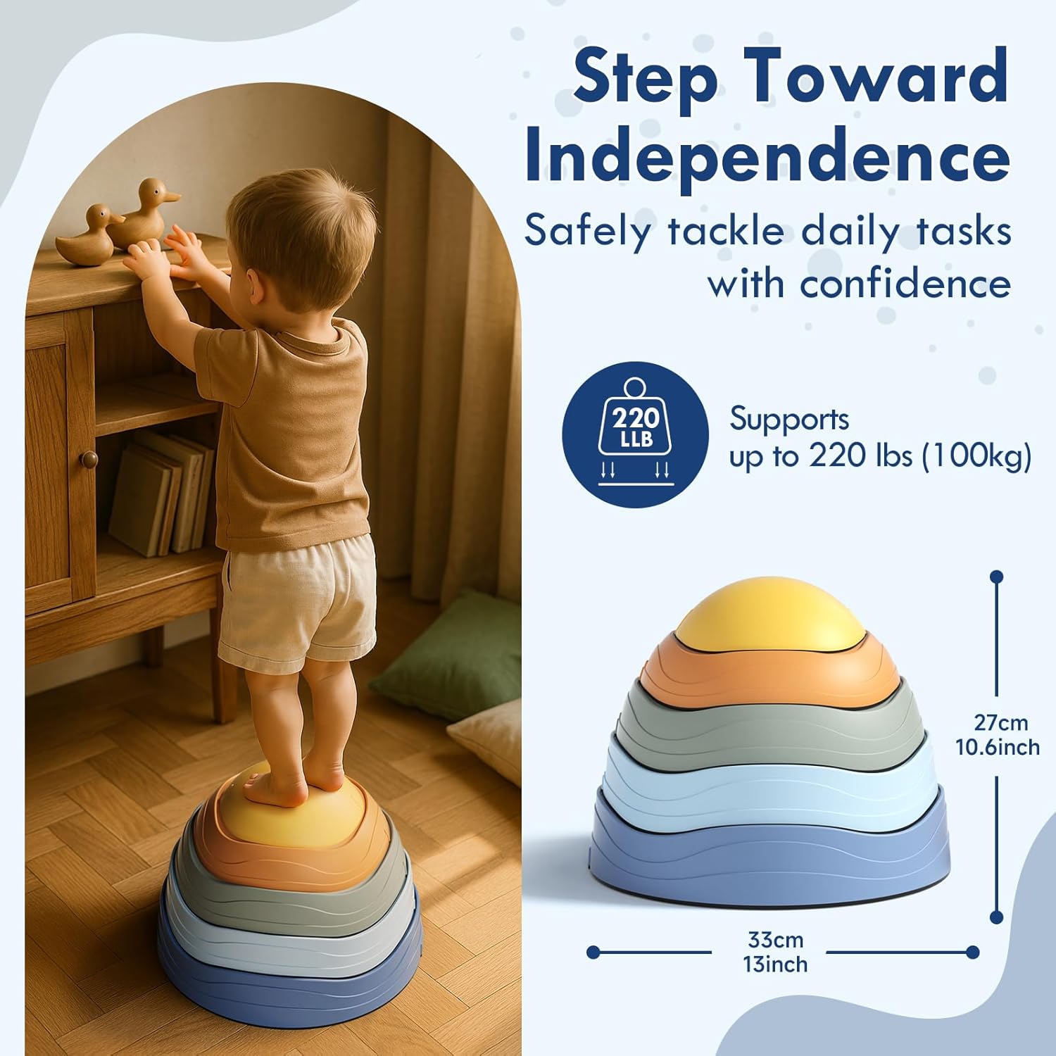 Detalle de Lehoo Castle Stepping Stones for Kids (Age 3–5) – sensory balance stepping stones