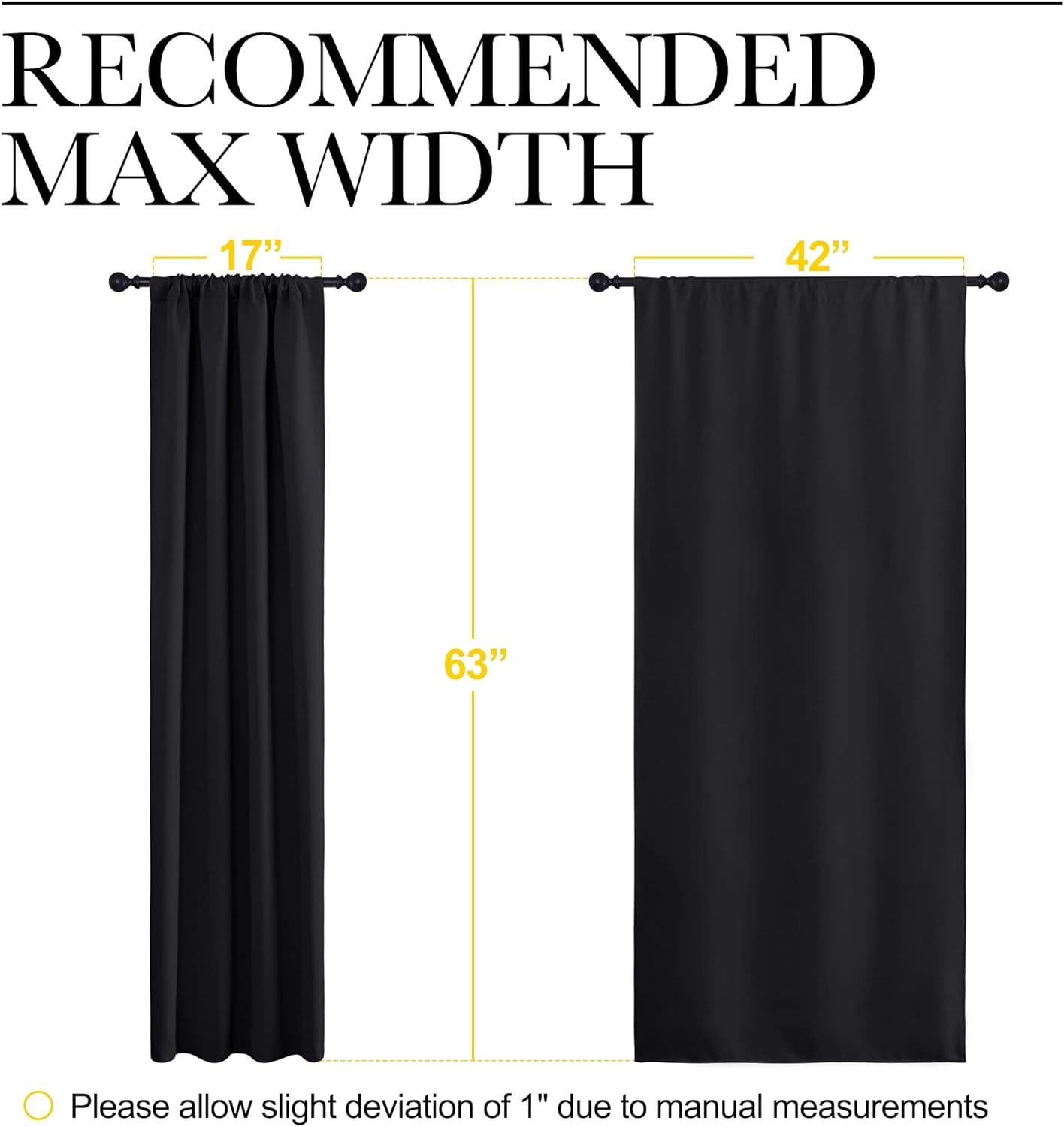 Thumbnail 6 de NICETOWN Blackout Curtain Blinds (Black) — 2 Thermal Insulated Panels, 42 x 63 in