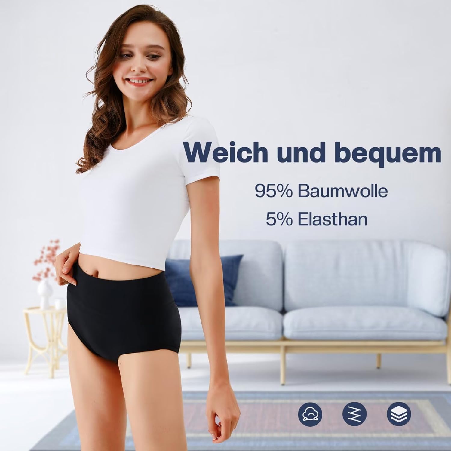 Thumbnail 1 de TUUHAW Underwear Women High Waisted Knickers S–3XL