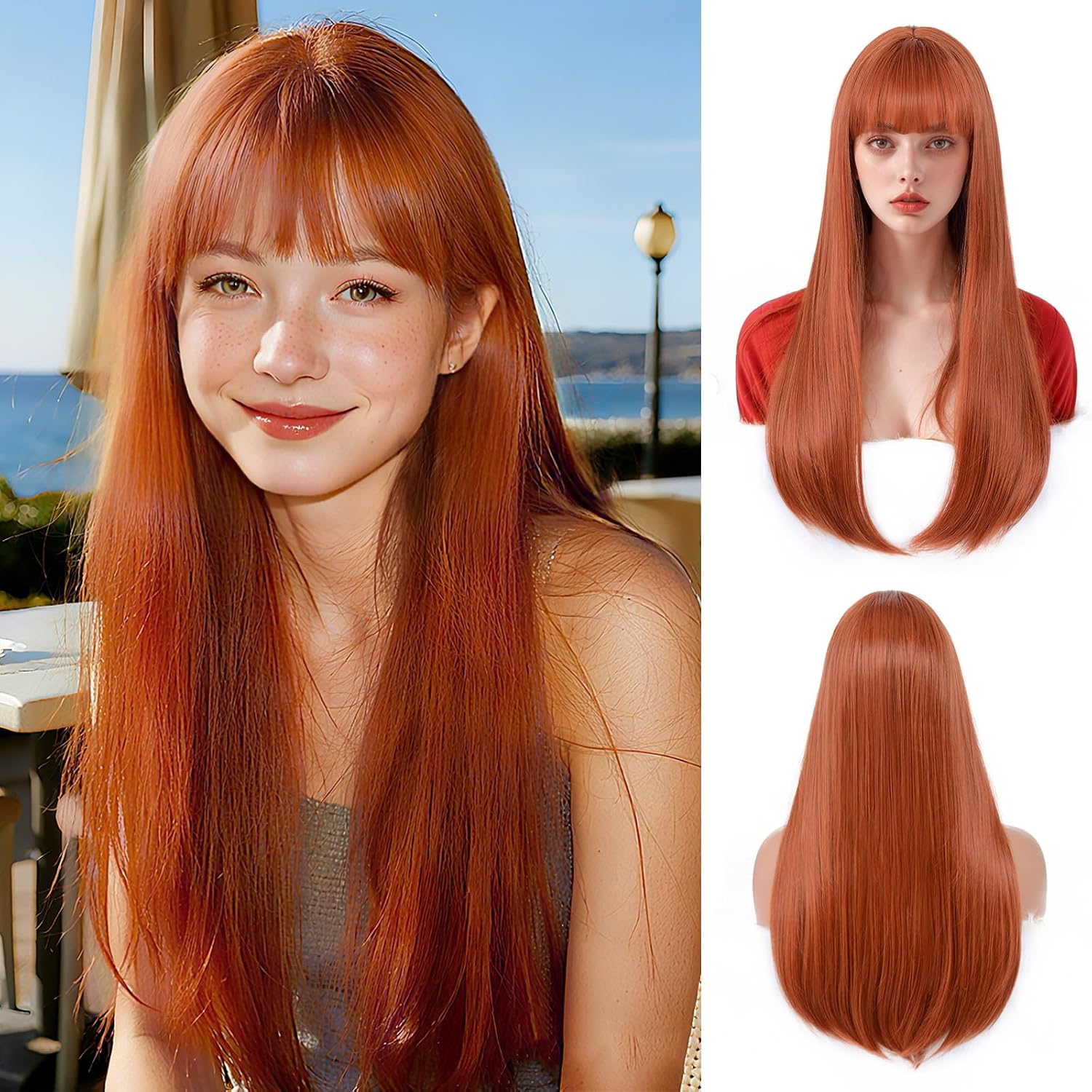Detalle de Bkiyyi Long Straight Synthetic Wig, 24-inch