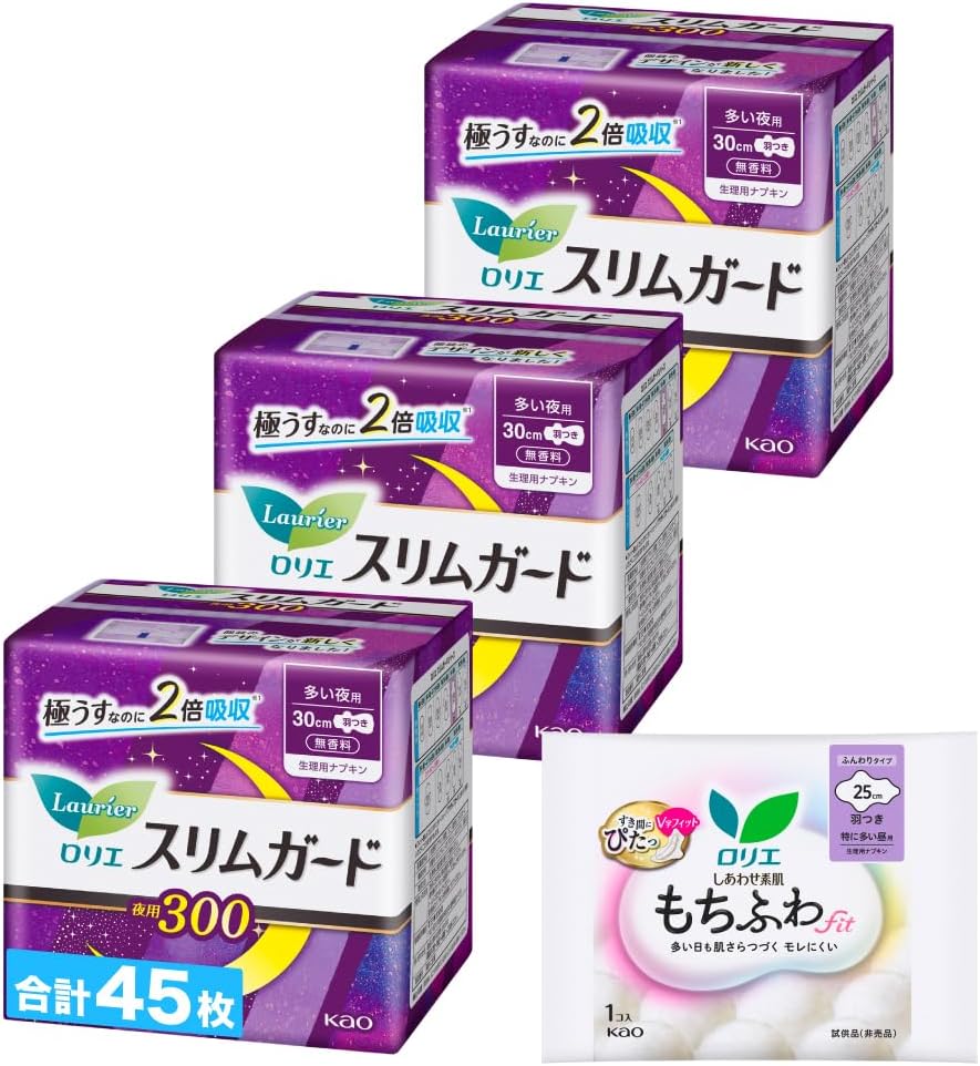 Detalle de ロリエ スリムガード 多い夜用300 羽つき 30cm 無香料・薄型ナプキン