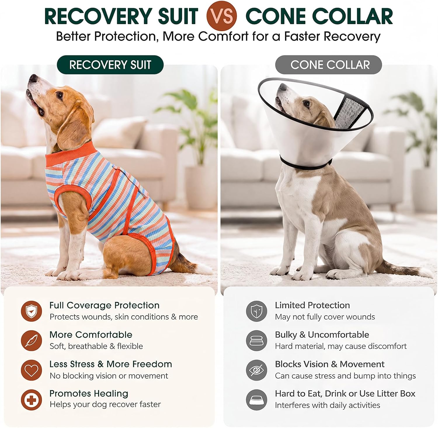 Thumbnail 2 de Kuoser C117-Kuoser-037-Colorful Stripes-M Dog Recovery Suit, Cotton-Spandex