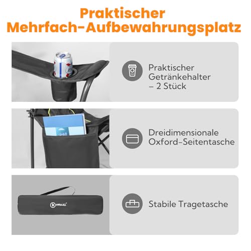 Thumbnail 6 de Homecall Campingstuhl faltbar bis 360 kg, XXL Hochlehner Klappstuhl 2 Stück