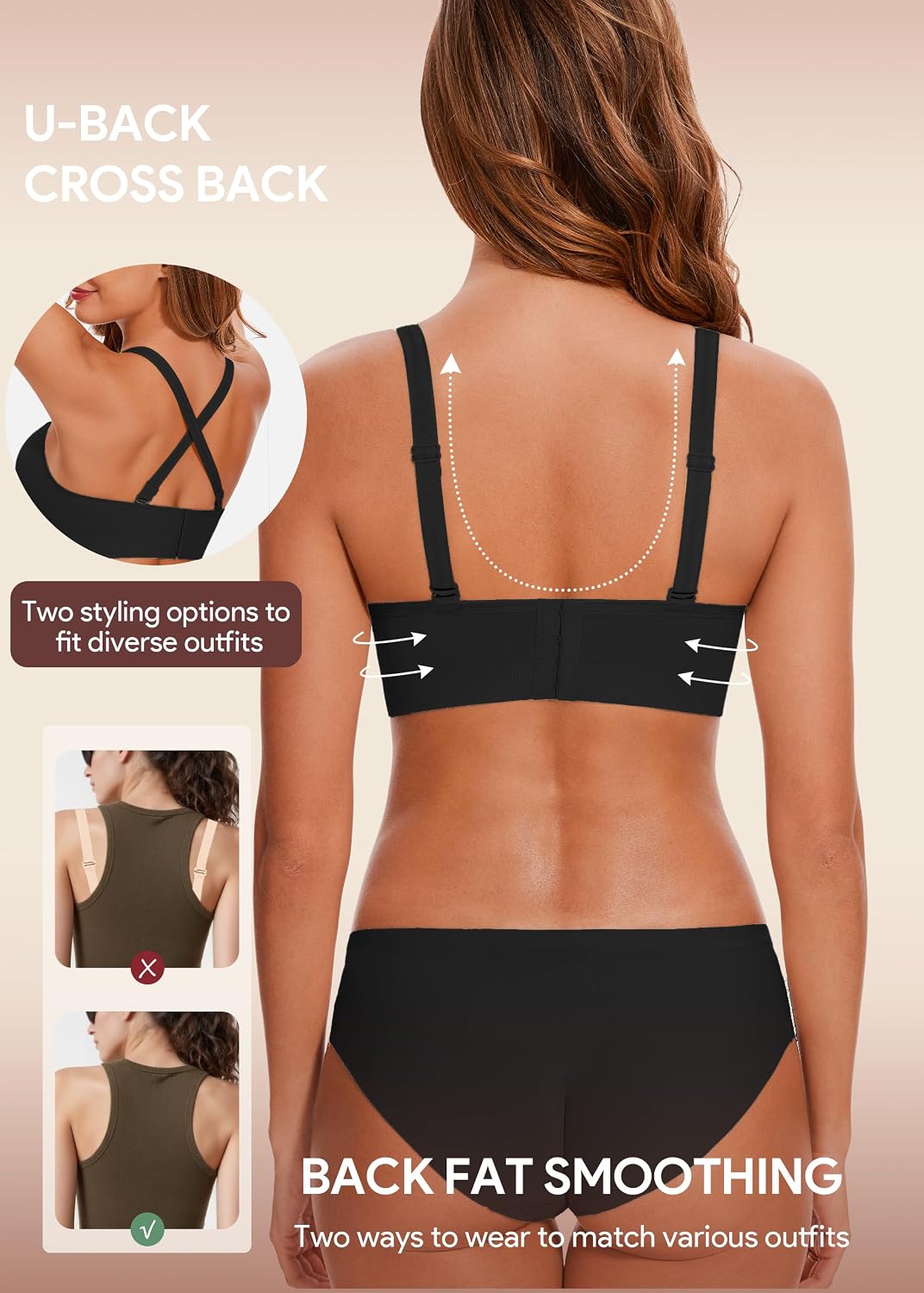 Thumbnail 3 de HBselect 4er Pack Nahtlose Bügellose Sports-Bralettes für Damen mit herausnehmbaren Einlagen