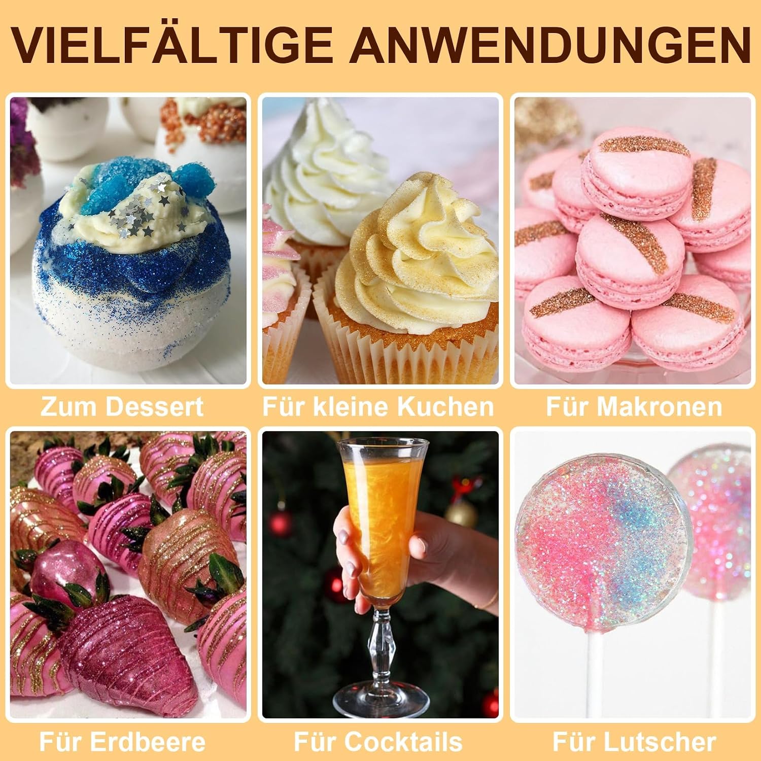 Thumbnail 3 de SigWong Essbarer Glitzerpulver Gold, 15 g – Glänzende Dekoration für Getränke, Kuchen und Cupcakes