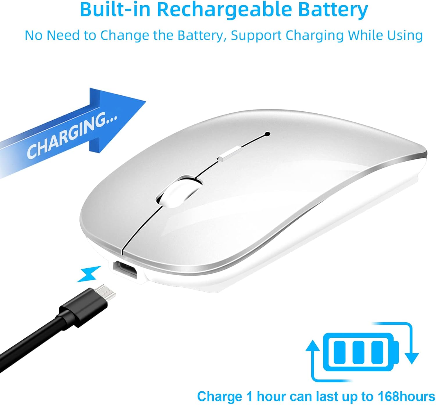 Detalle 2 de QYFP Bluetooth Mouse rechargeable wireless mouse for MacBook