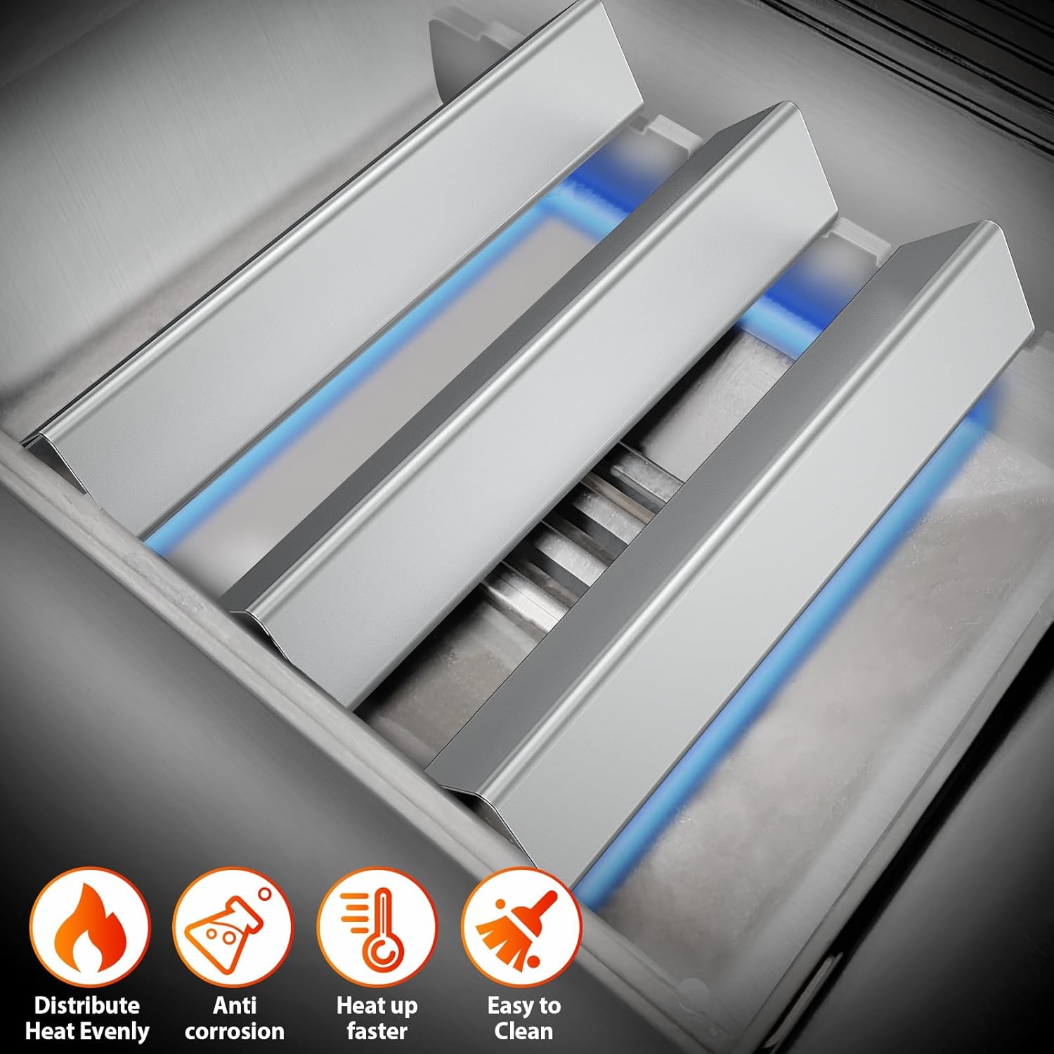 Thumbnail 6 de Uniflasy Flavorizer Bar 38,9 cm 7635 für Weber Spirit I/II – 3er-Set aus Edelstahl
