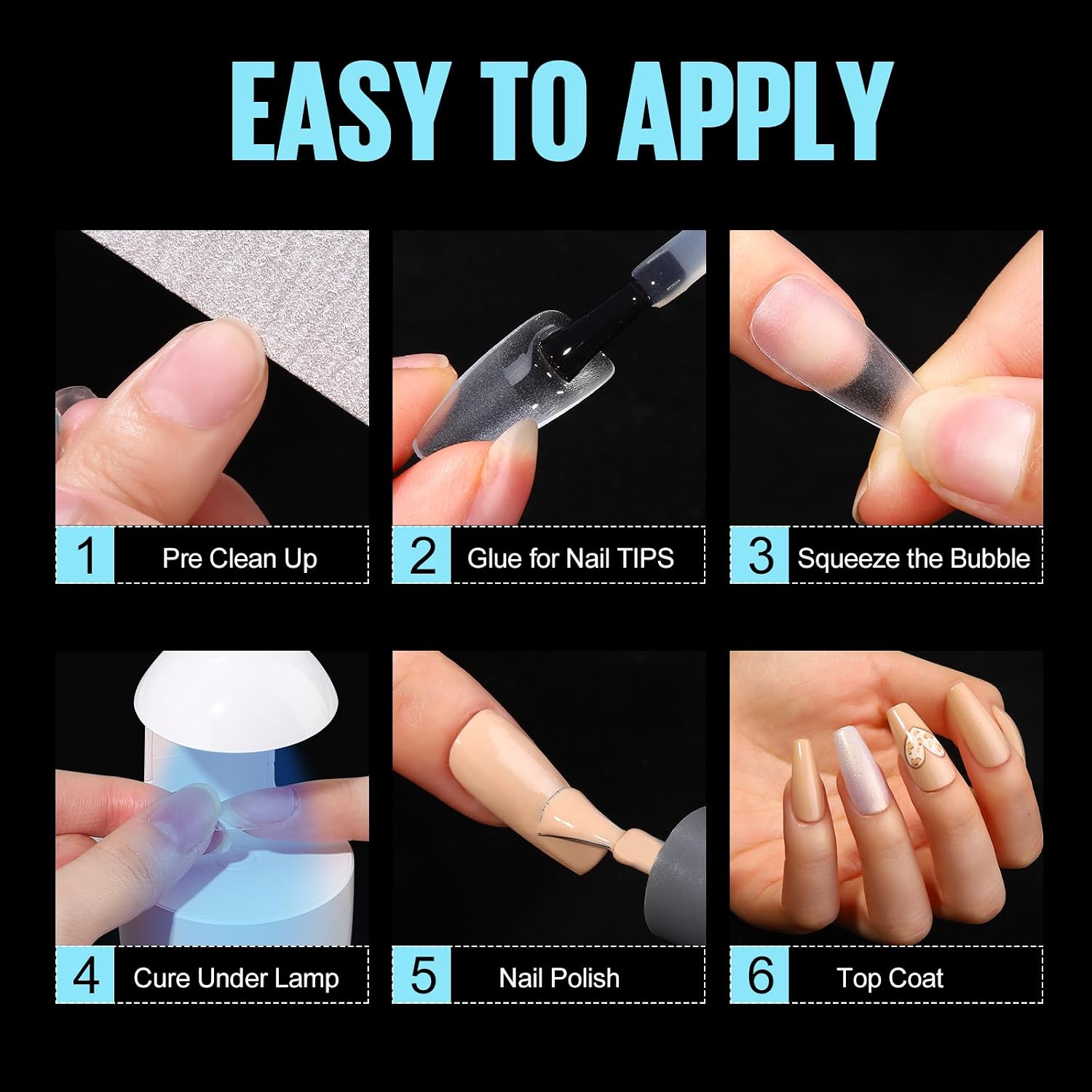 Detalle 2 de TOMICCA Medium Almond Nail Tips, 450 Pieces, Double-Sided Matte