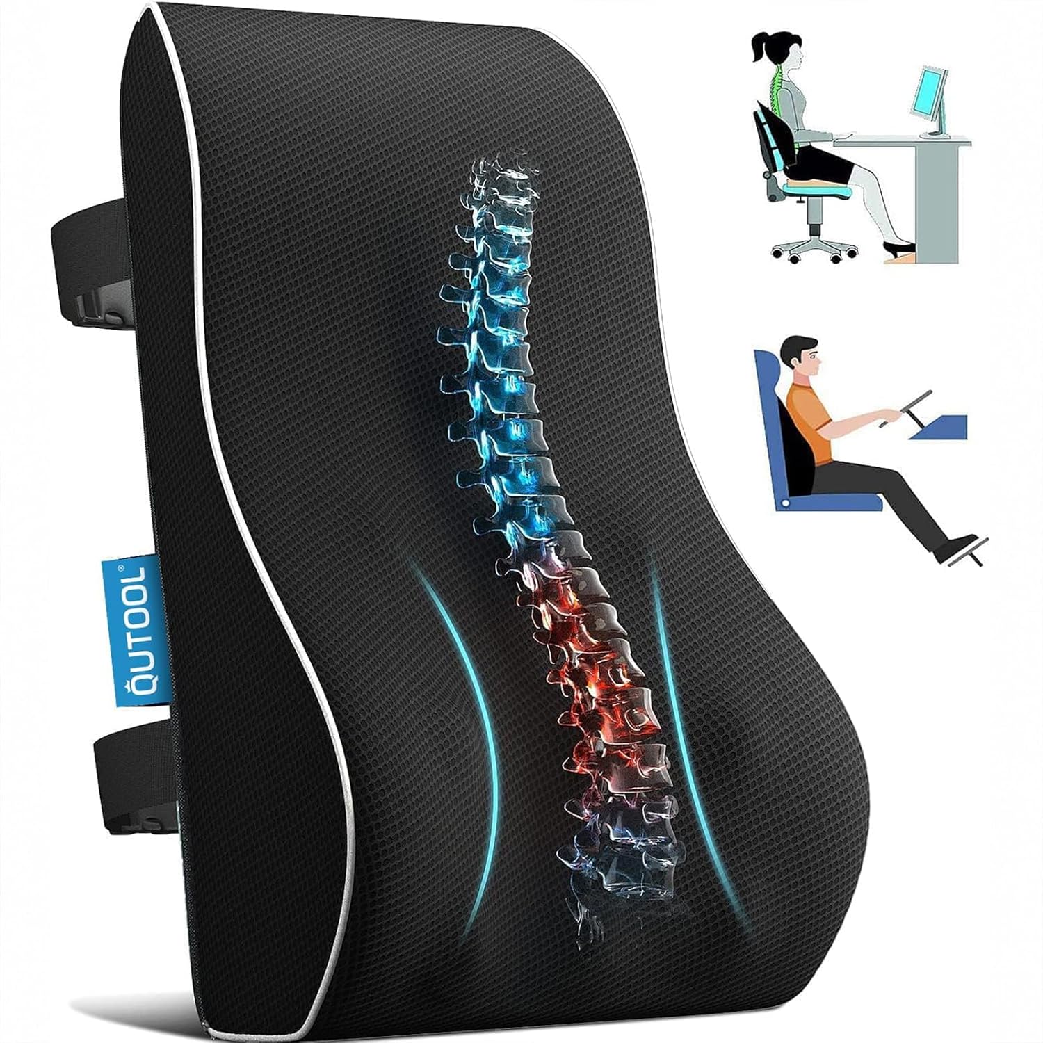 Detalle de Qutool Lumbar Support Pillow 12.6x15.4x3.5