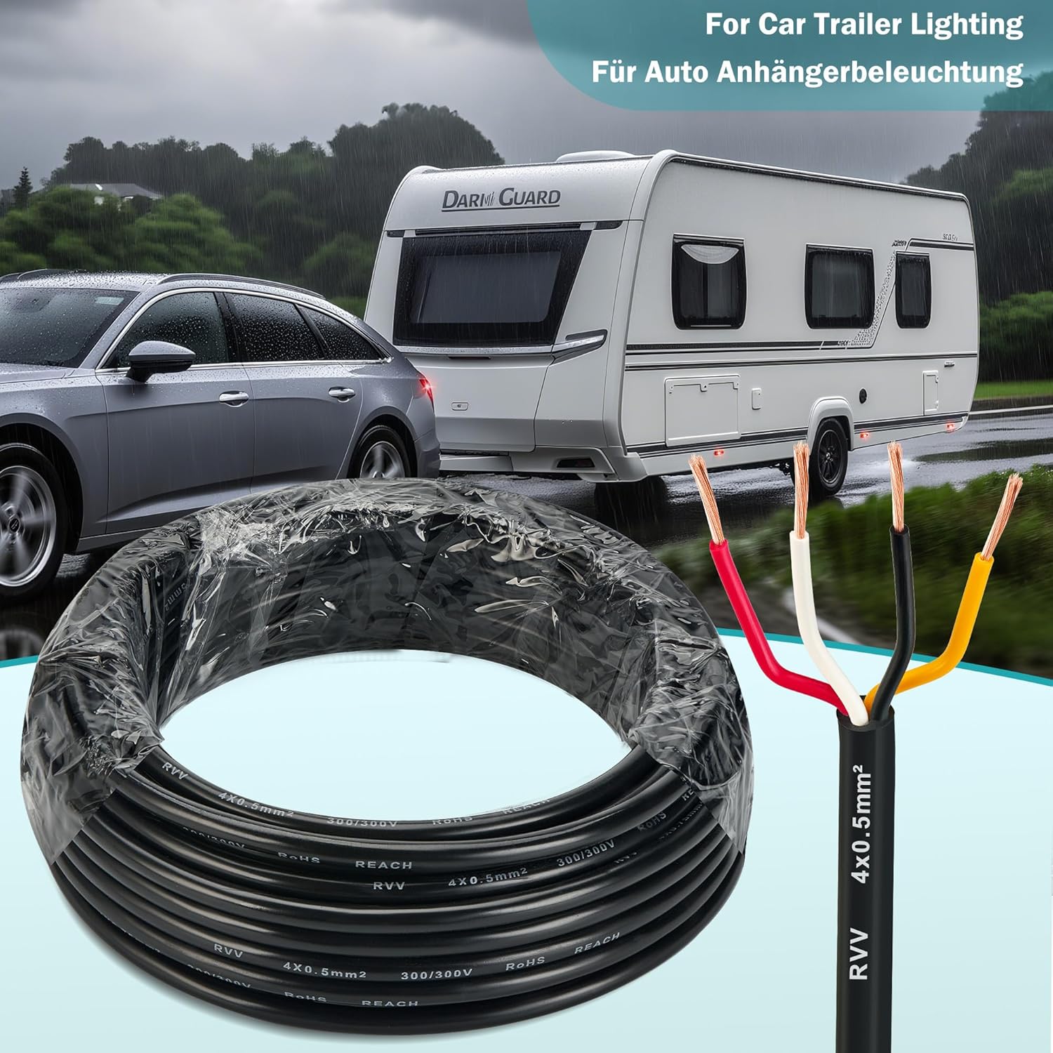 Thumbnail 5 de DARKGUARD 4-core automotive trailer cable (0.5mm²), 5m flexible copper wire for 12V/24V LED wiring