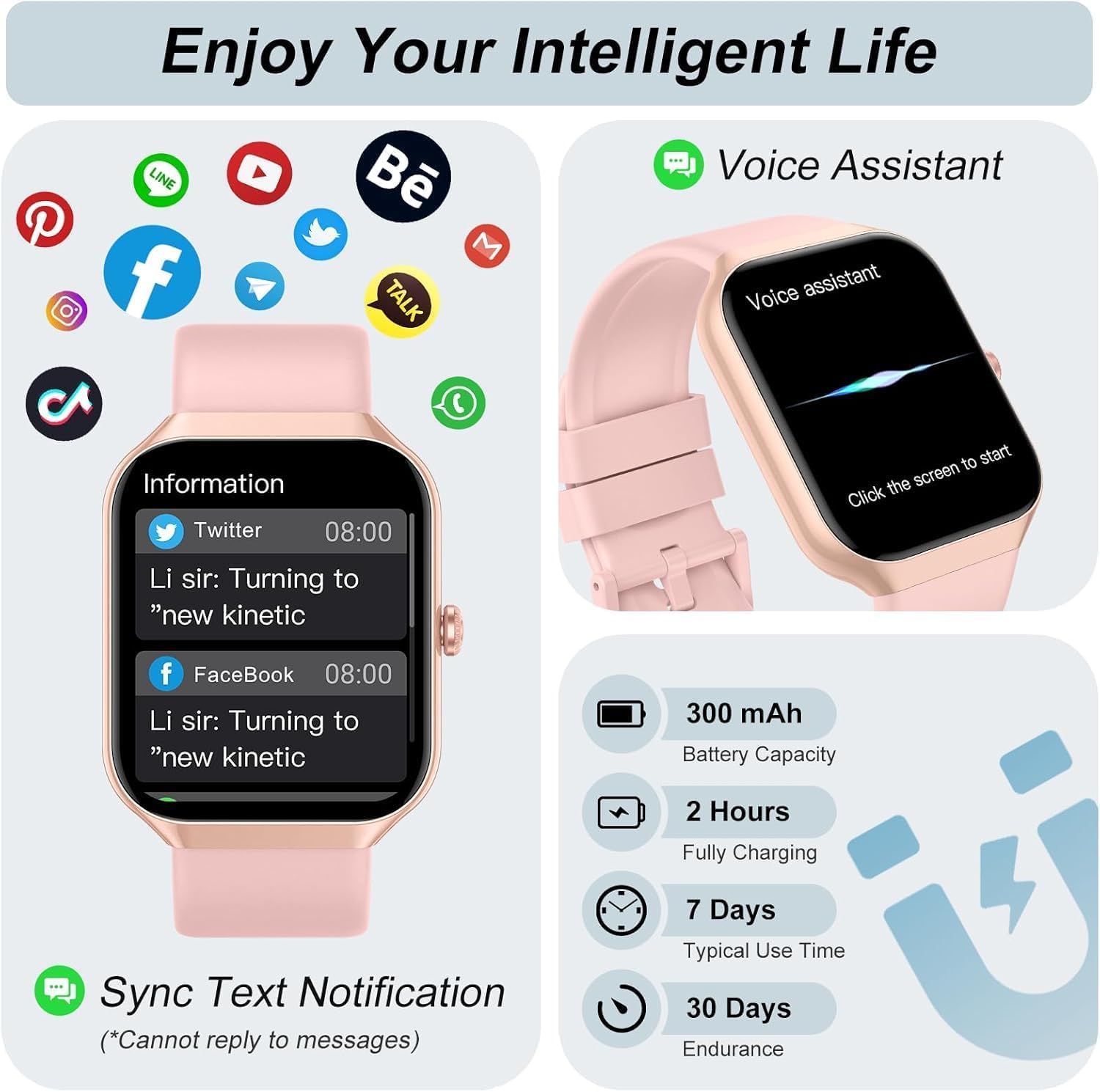 Thumbnail 4 de Montre Connectée Homme/Femme 1.96'' – Bracelet Avec Appel Bluetooth, IP68, Suivi Santé et 100+ Sports