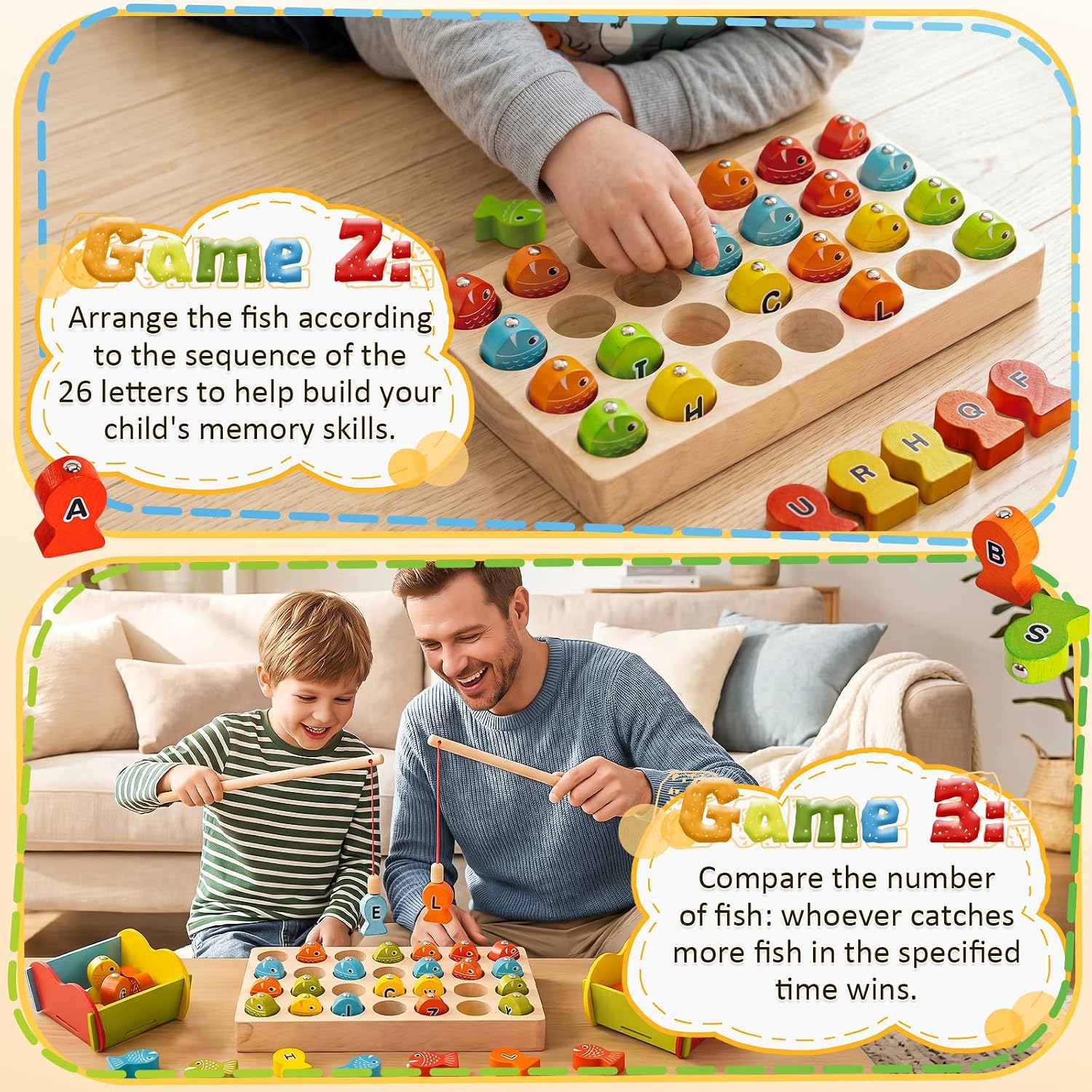 Detalle de Wooden Magnetic Fishing Game for Kids