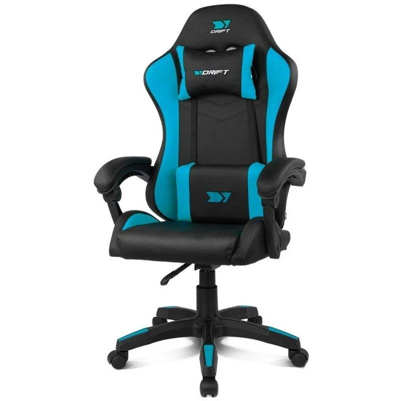 Detalle 2 de Silla Drift DR35 Gaming Negra/Azul con respaldo reclinable y cojines lumbar y cervical
