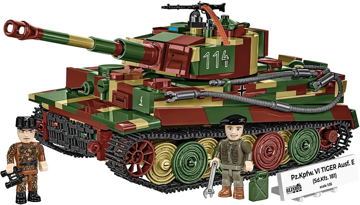 Detalle de COBI Pzkpfw Vi Tiger Ausf E – byggsats i plast, 25 cm, armégrön