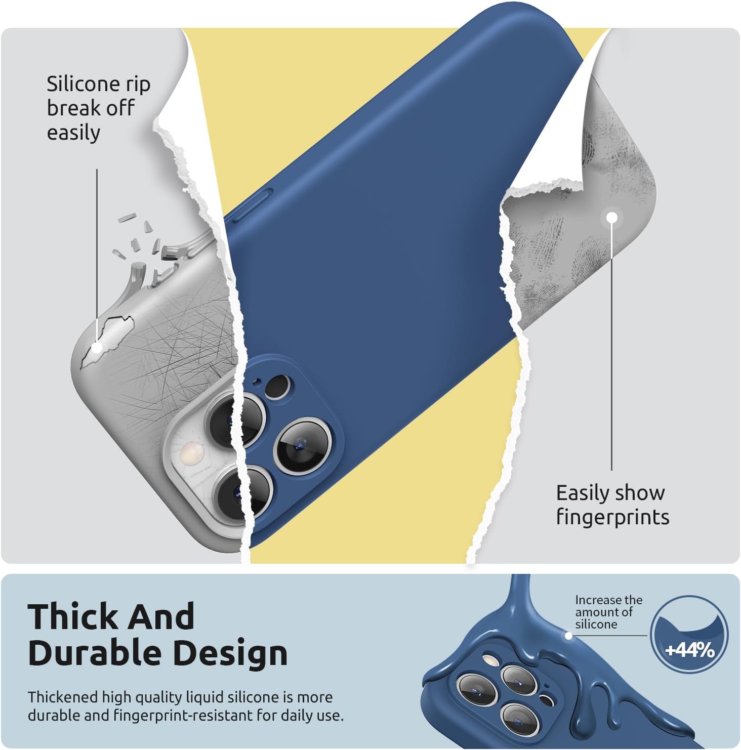Detalle de SURPHY Design for iPhone 15 Pro Max Case with Screen Protectors & Lanyard (Blue Jay)