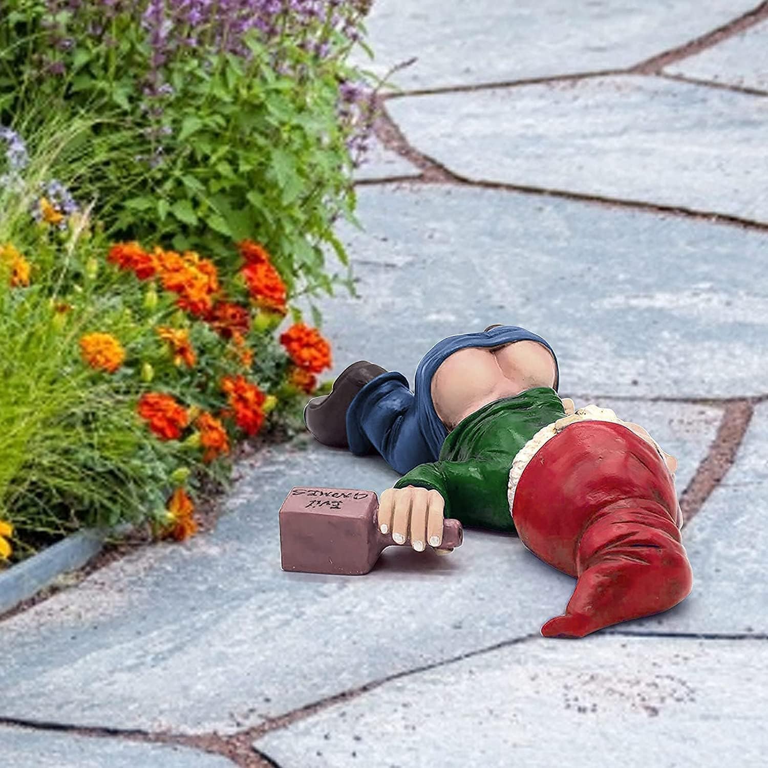 Detalle de SXFENG nain de jardin-03 tuinkabouter van hars, groen en weerbestendig