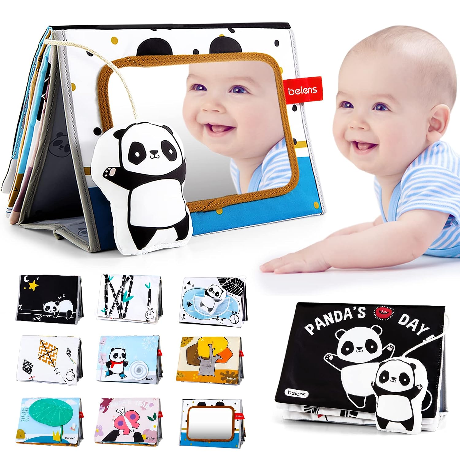 Detalle de beiens Baby Spielzeug Faltbarer Spiegel 2‑in‑1