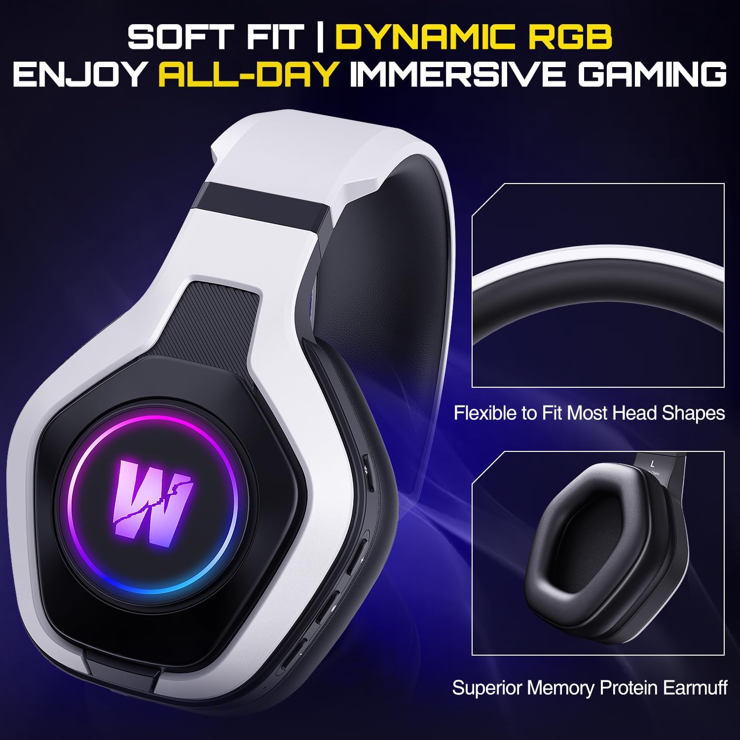 Thumbnail 6 de WiseWing DS01 Wireless Gaming Headset with Mic – 7.1 Surround, 60H Battery, RGB