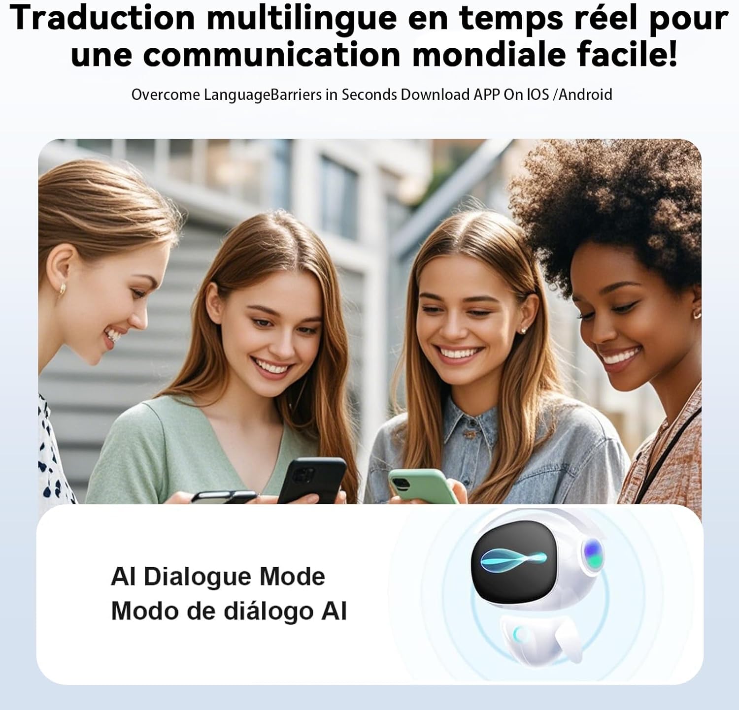 Thumbnail 6 de AI Écouteur Traducteur Instantané 144 langues — écouteurs Bluetooth 5.4 avec écran LCD tactile, réduction du bruit et traduction en temps réel