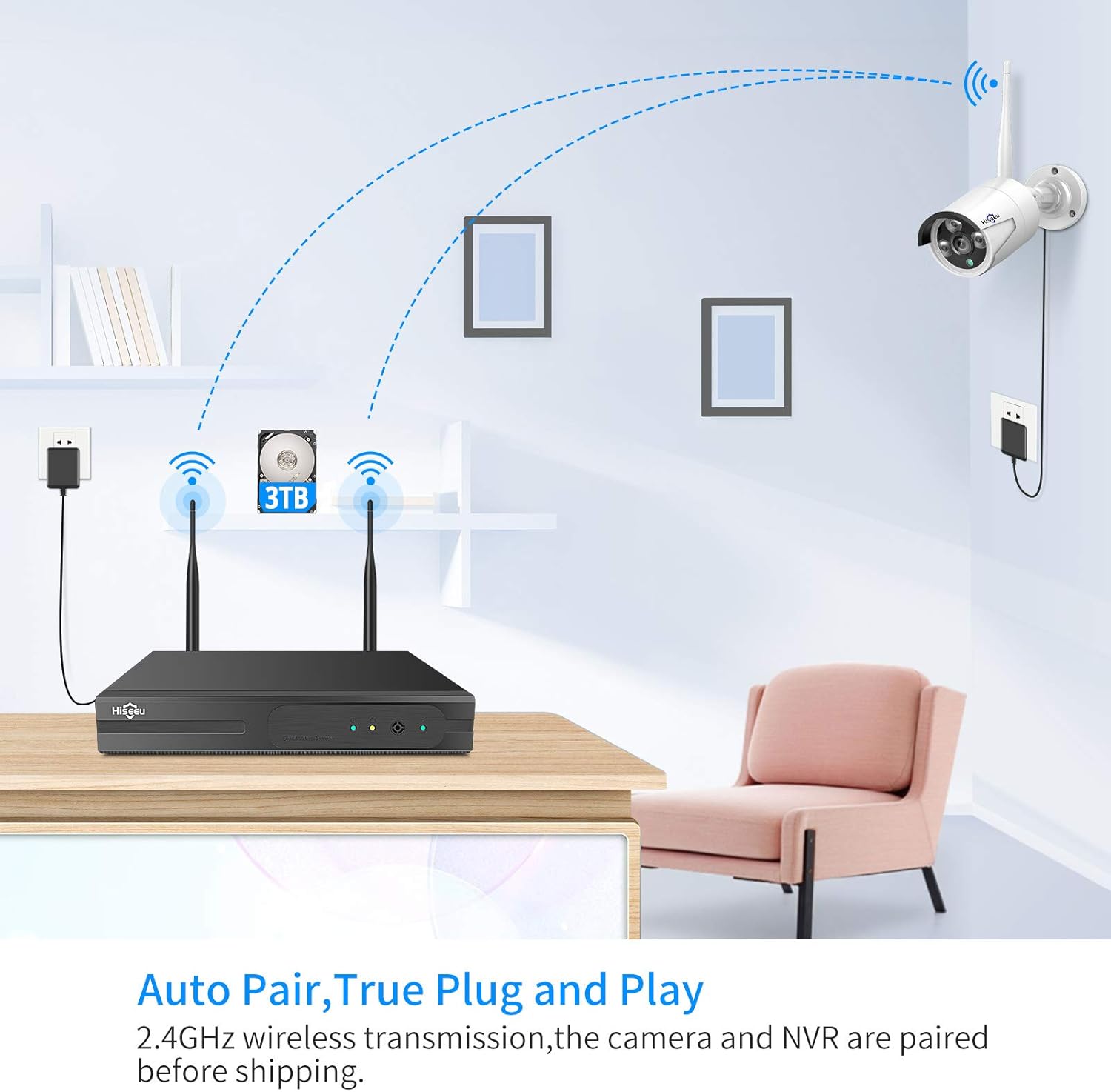 Detalle 2 de Hiseeu Wireless Pro 3TB Security Camera