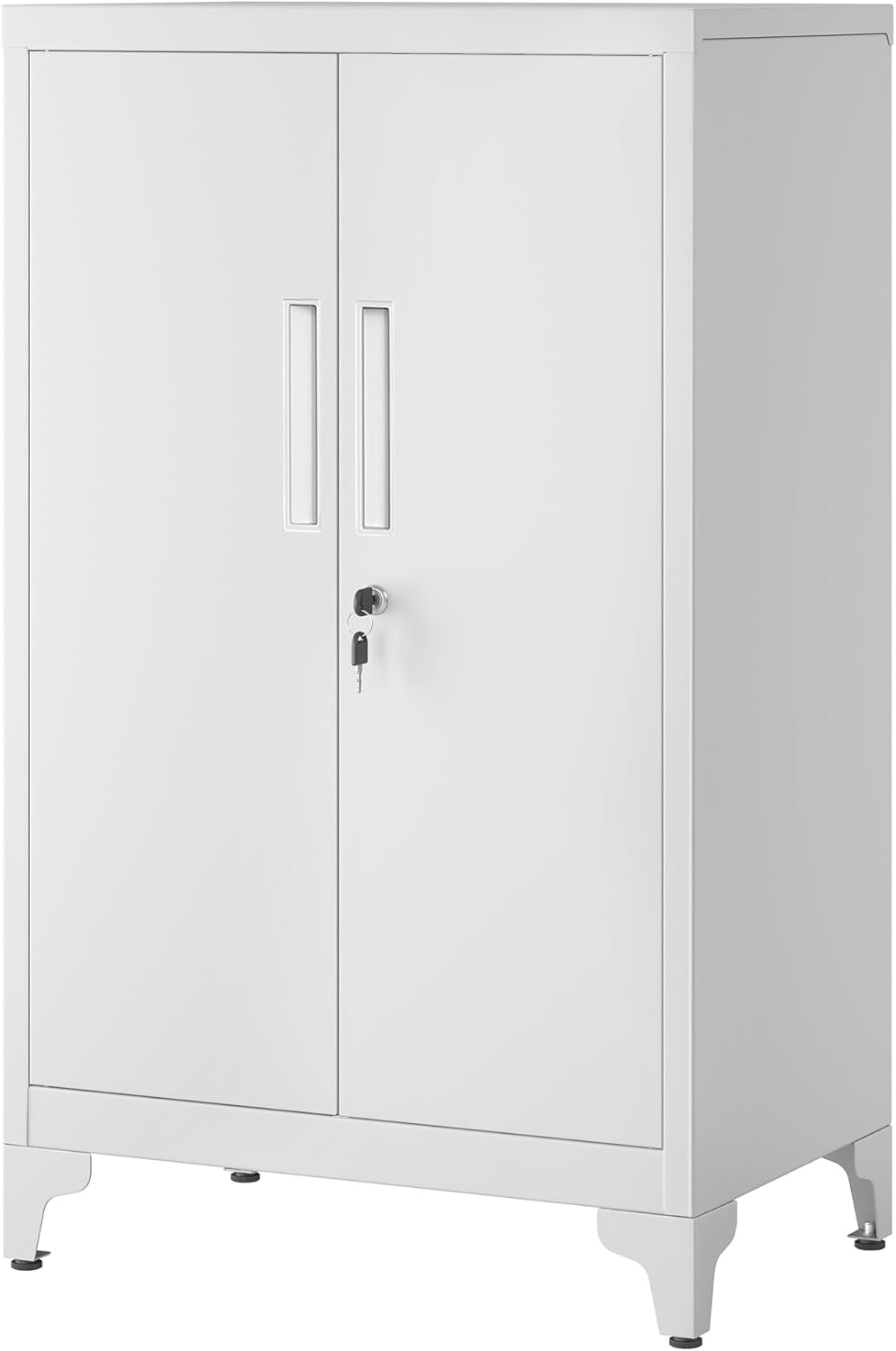 Detalle de SONGMICS Armadietto in Metallo OMC012G01: Armadio a 2 Ante, 40x60x90 cm, Serratura, Grigio Opaco