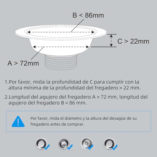 Thumbnail 2 de Hibbent Colador de Fregadero 3 en 1 con Tapón y Cesta anti-obstrucciones