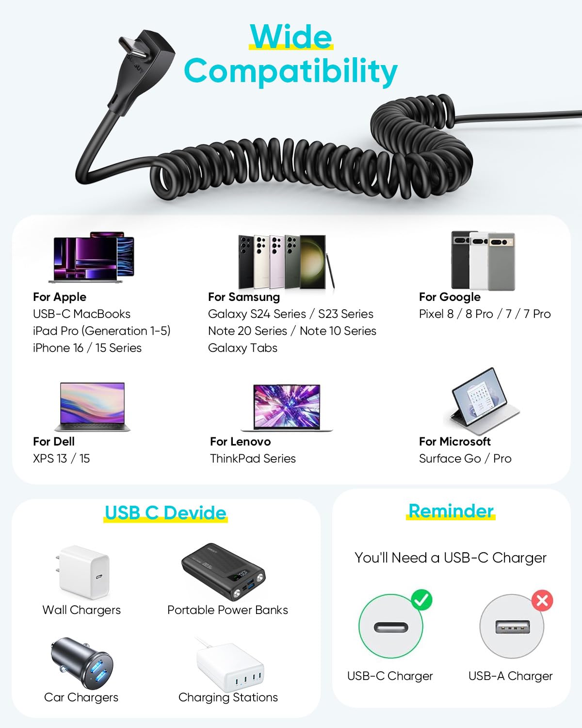 Thumbnail 6 de SUNGUY Cable USB C a USB C 60W en espiral