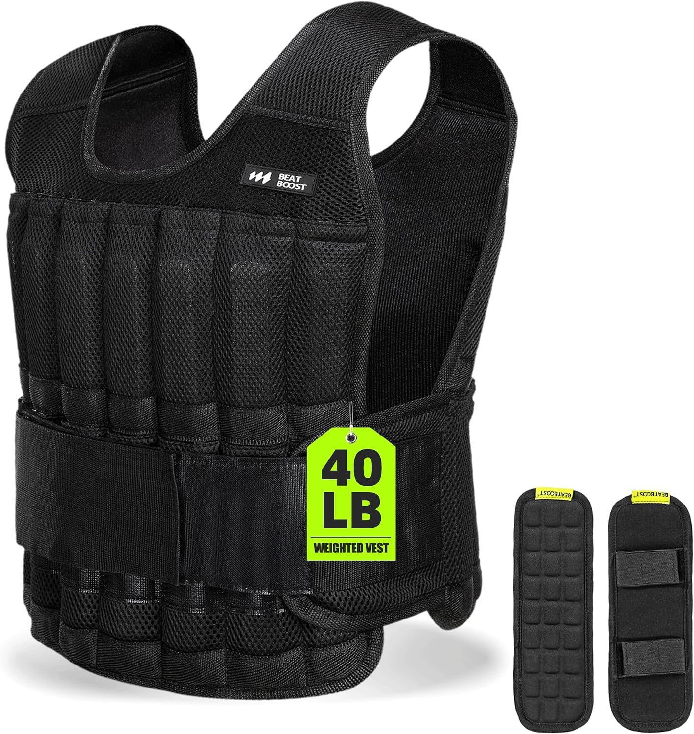 Detalle de BeatBoost 40 lb Weighted Vest with Adjustable Steel Plates