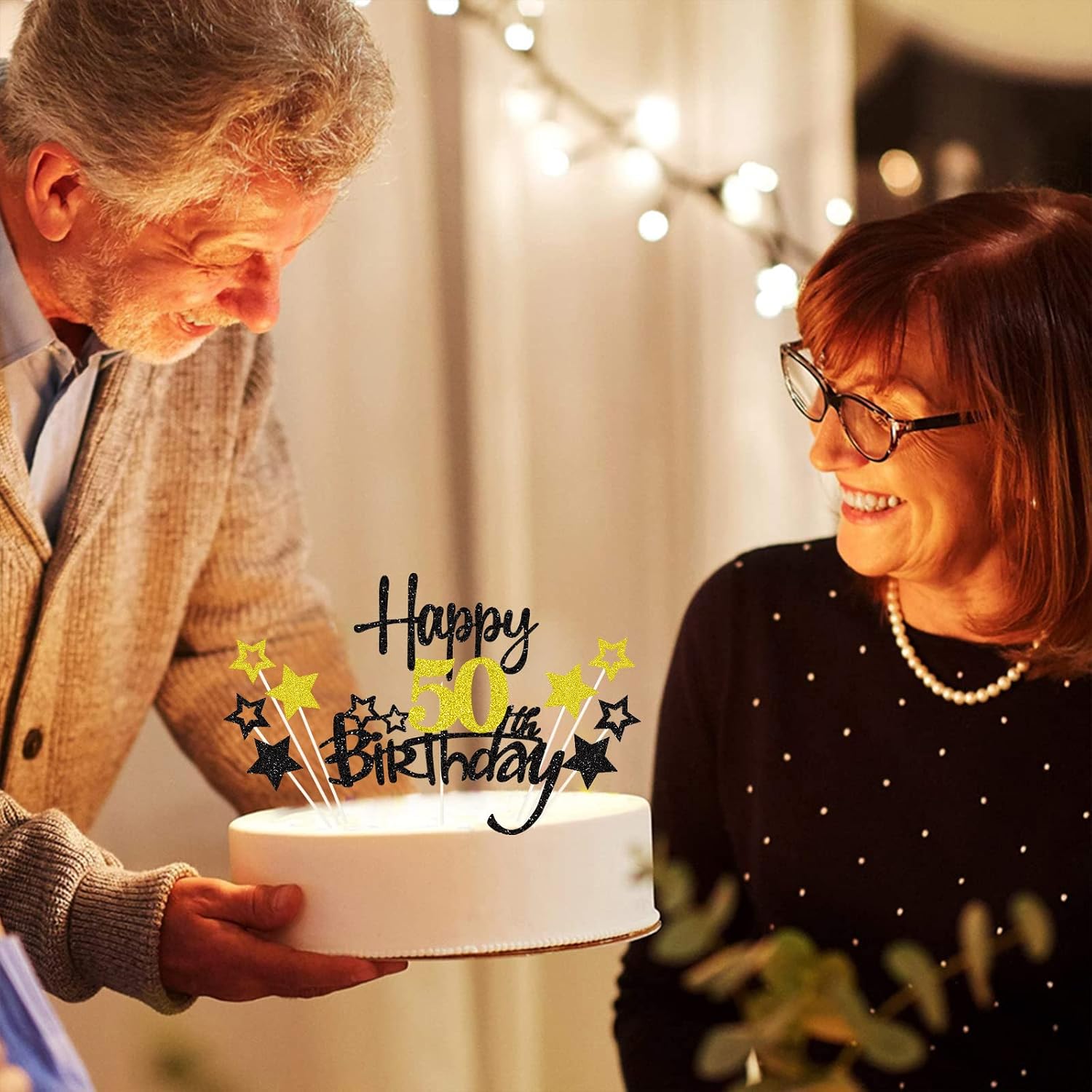Detalle de palasasa 50 Geburtstag Tortendeko – Happy 50 Birthday Cake Topper Set