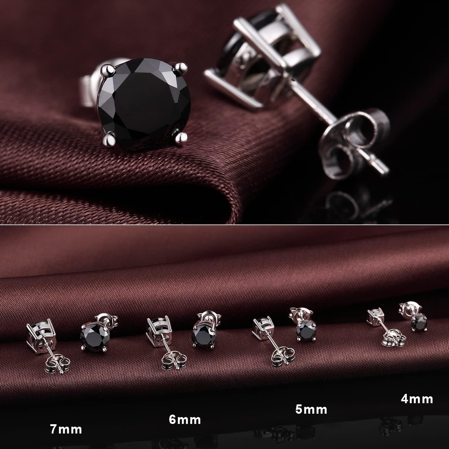 Thumbnail 4 de jiamiaoi 18K Weißgold plattiert Brillant-Diamant Ohrstecker aus 925 Sterling Silber (4–8 mm) für Damen & Herren