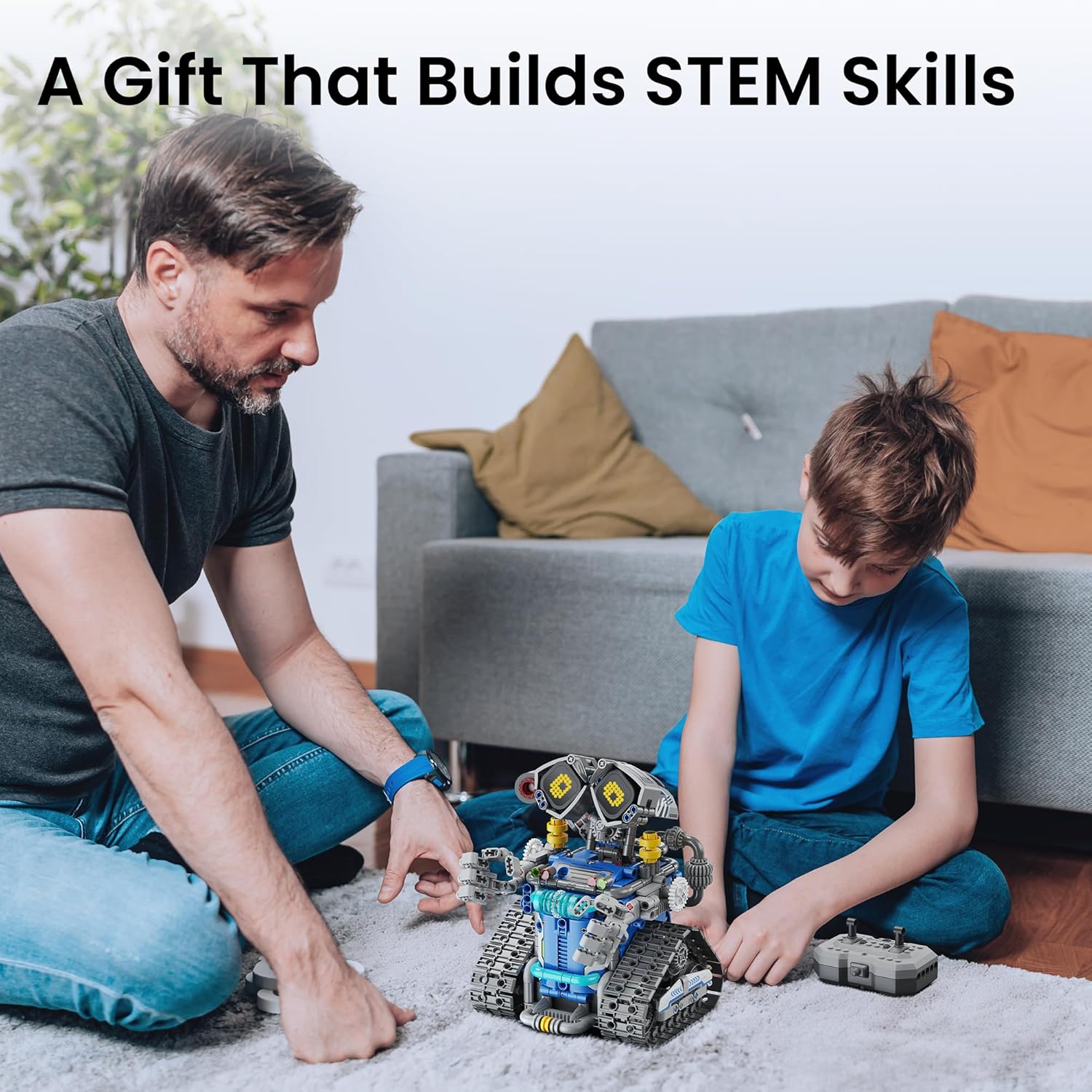 Detalle de Sillbird 5-in-1 STEM Robot Building Kit with Remote Control and Bluetooth Coding for Ages 8-14 (596 Pieces)