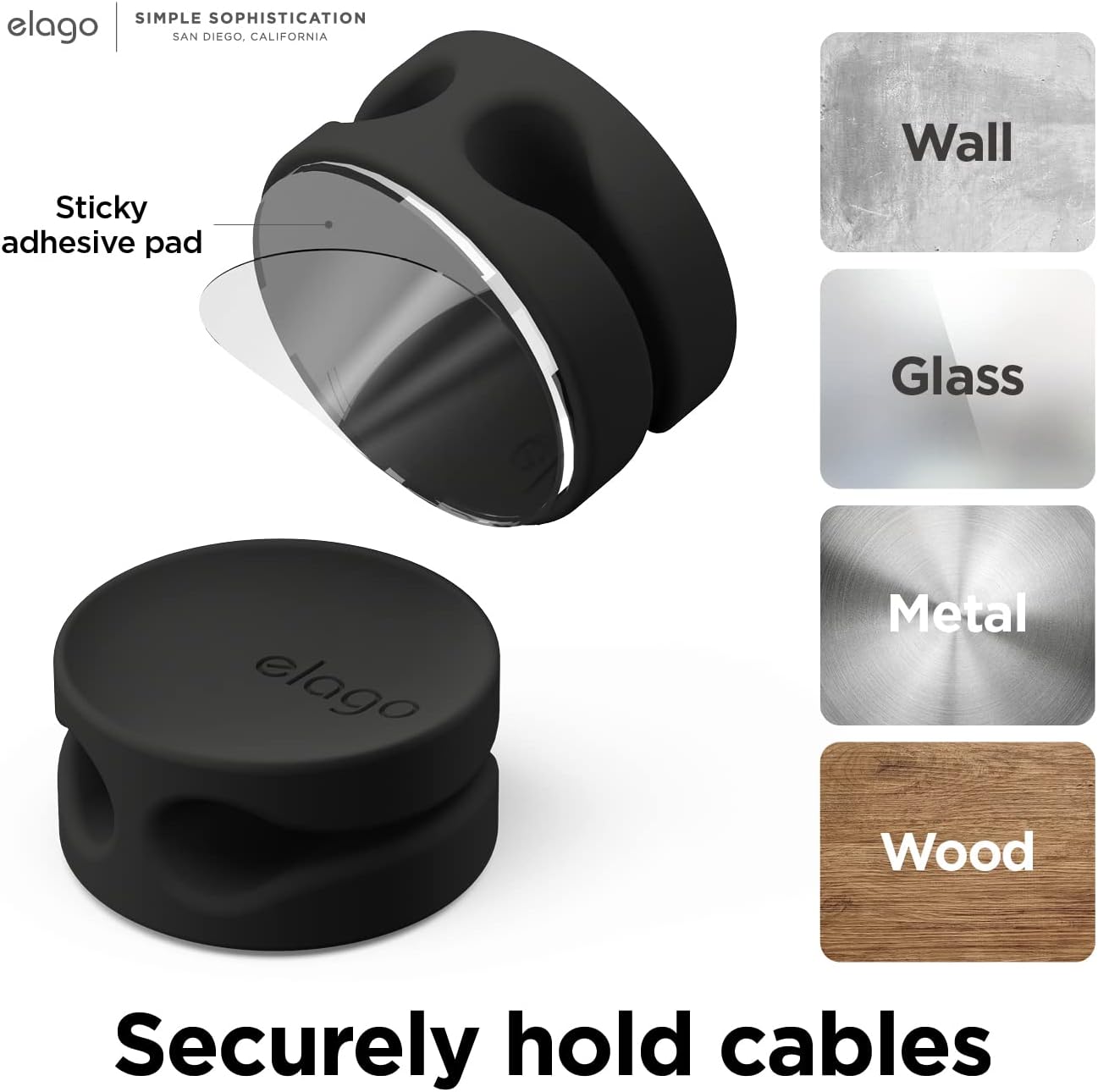 Thumbnail 4 de elago Bottoni per gestione cavi con doppia fessura (7 pezzi) - TPU flessibile, colore nero