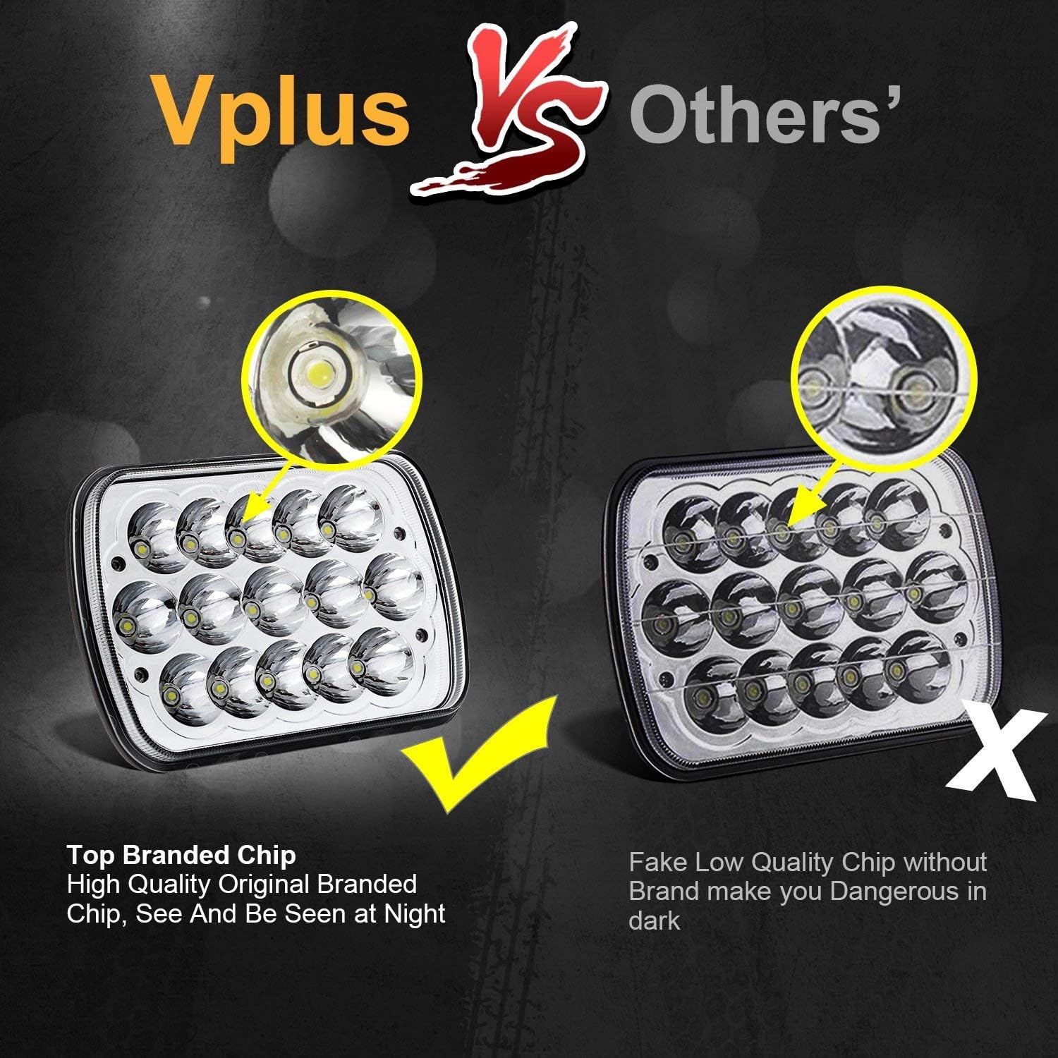 Thumbnail 4 de Partsam H6054 7x6 LED Headlights 5600 lm High beam