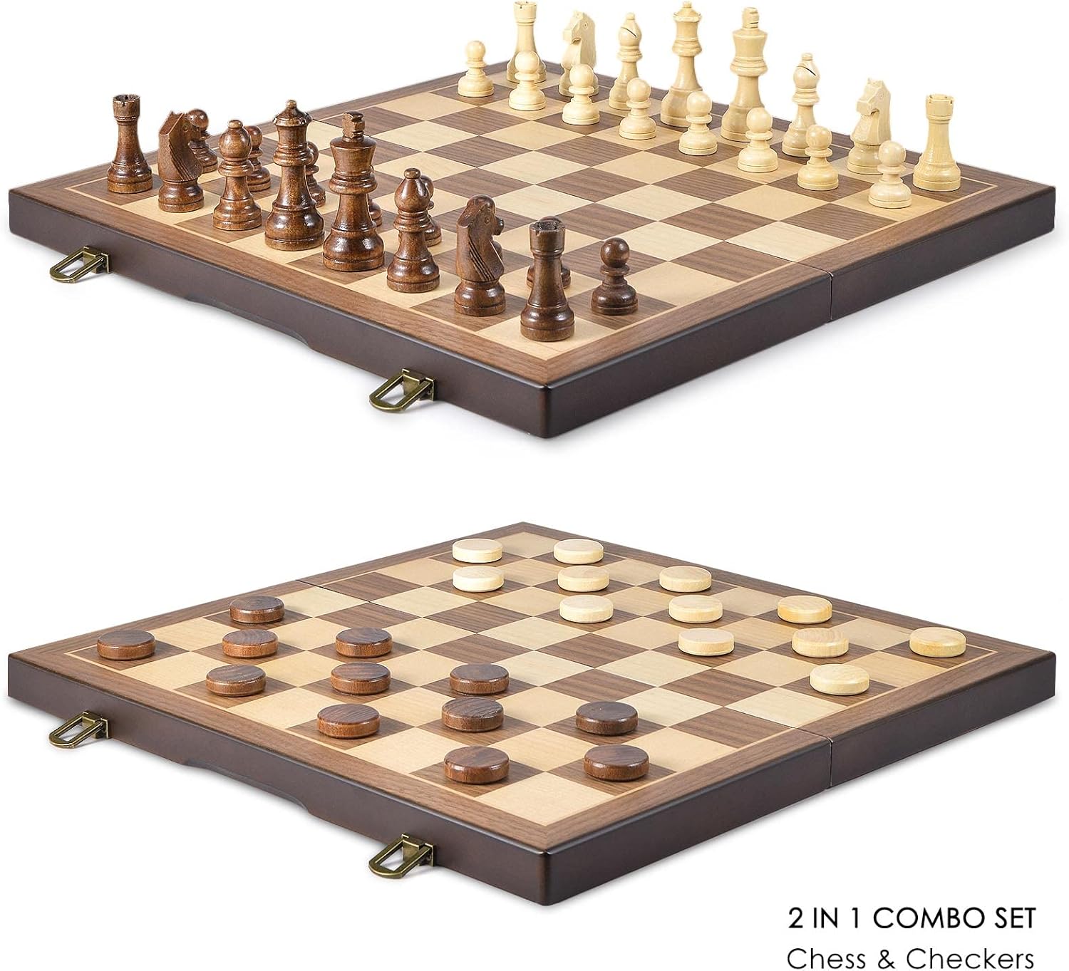 Detalle 2 de AMEROUS Magnetic Wooden Chess Set 15" ♟