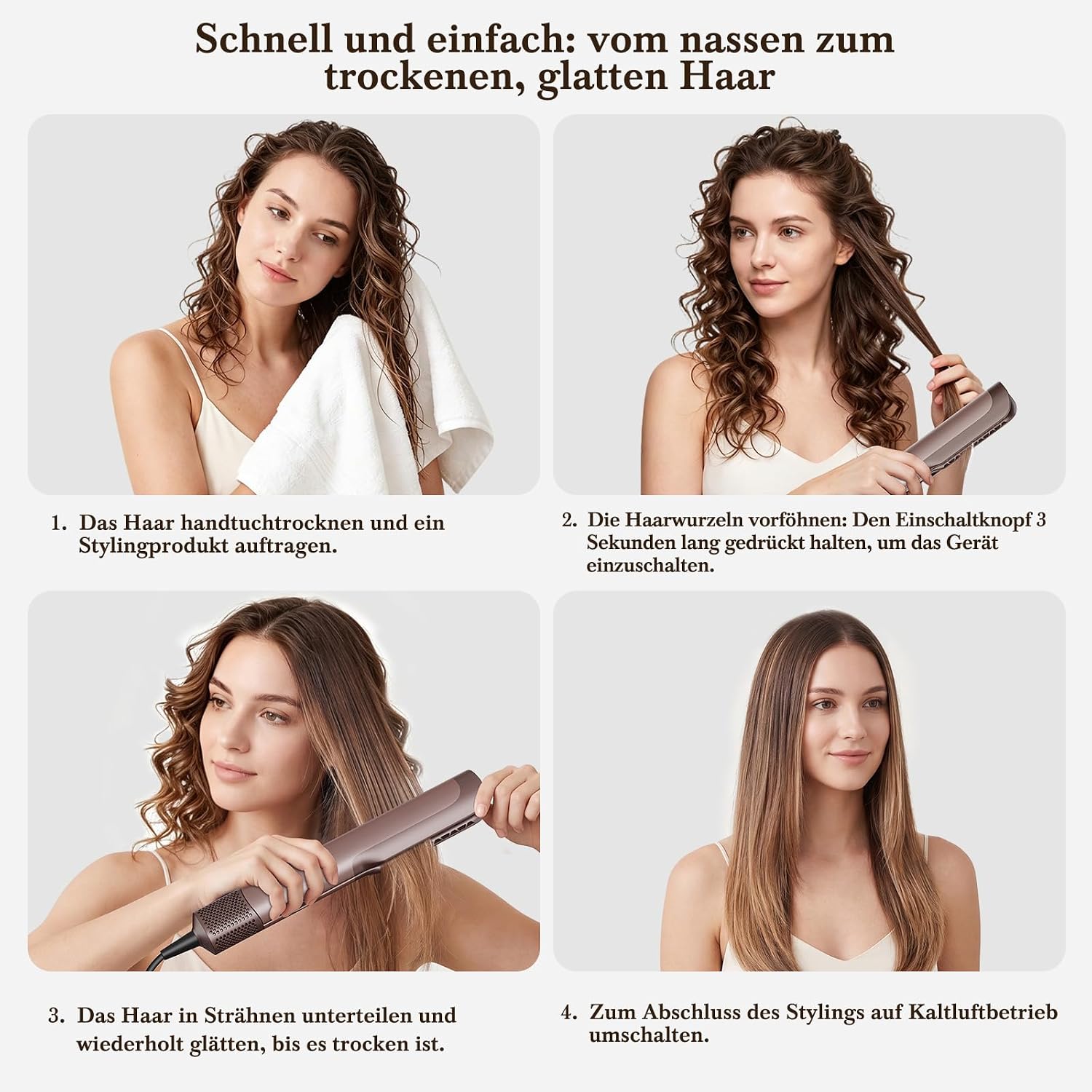 Thumbnail 6 de Airstraight Glätteisen Föhn 2in1 – Luftglätter Nass-zu-Trocken Haar, 1300 W, 160 °C, 110.000 U/min