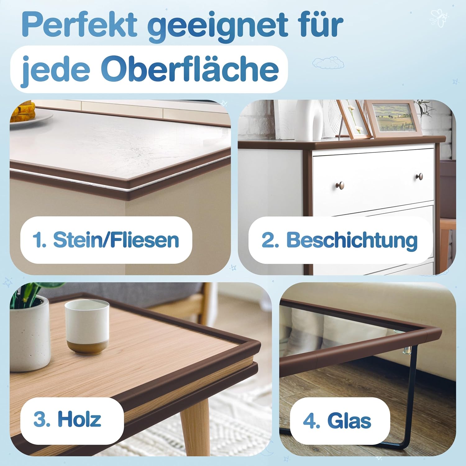 Thumbnail 6 de MUTKIND Kantenschutz Baby (Braun) – 6 Meter + 10x Eckenschutz, selbstklebend mit TESA-Kleber