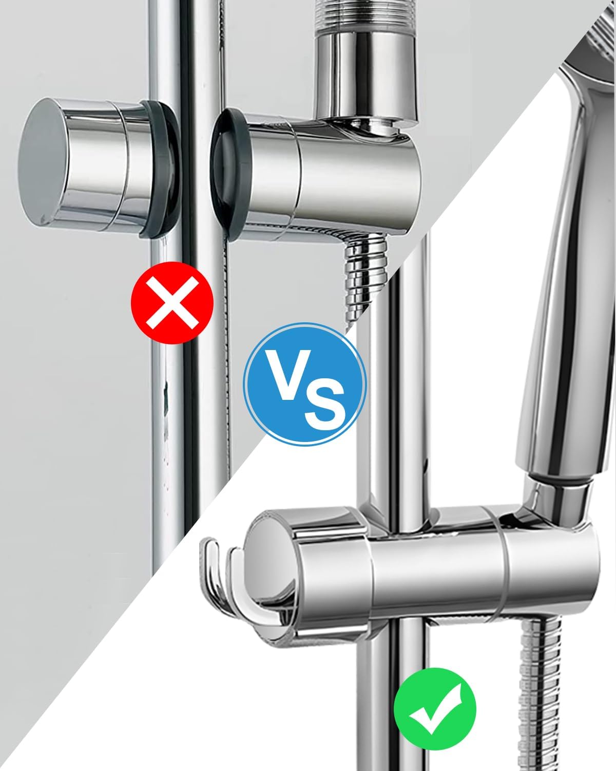 Thumbnail 6 de Handbrause Halterung Universal – verstellbarer Brausehalter für Gleitstange 16–27 mm, 360° Drehsicherheit, 2 Haken