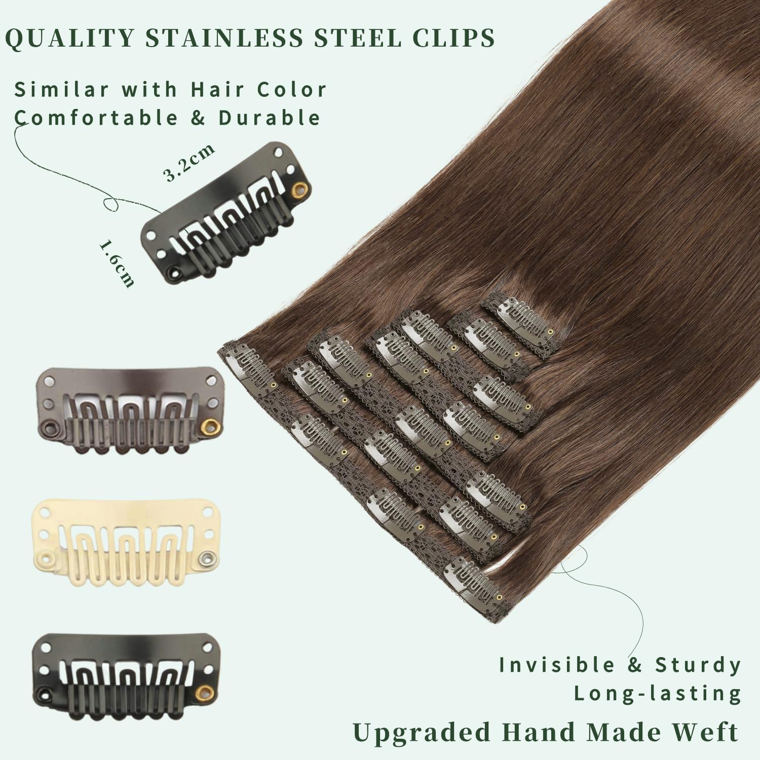 Thumbnail 3 de Clip-in Echthaar-Extensions von GUDOZO (7 Stück, 45 cm, 120 g) – unsichtbare Skin-Weft-Befestigung
