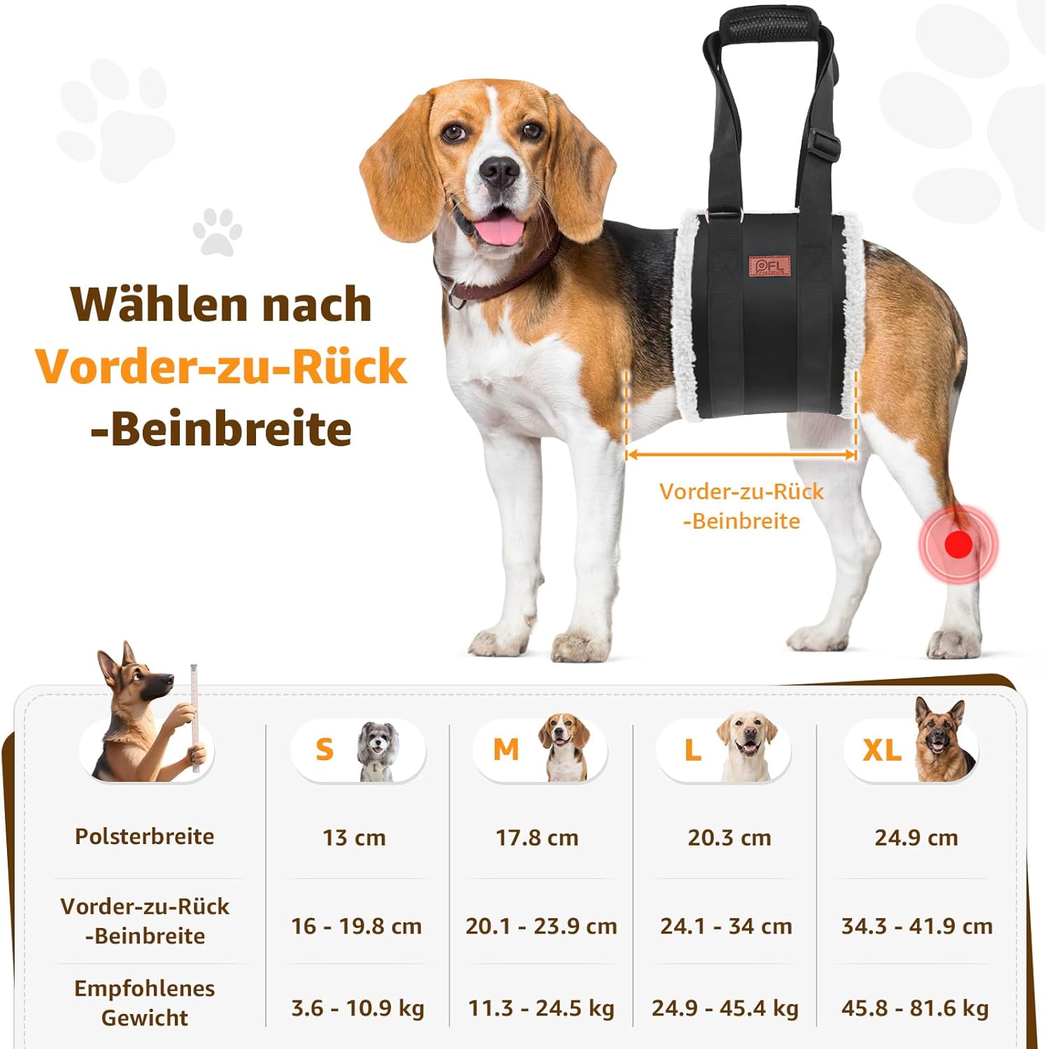 Detalle 2 de Verstellbare Hunde Tragehilfe für Gehhilfe