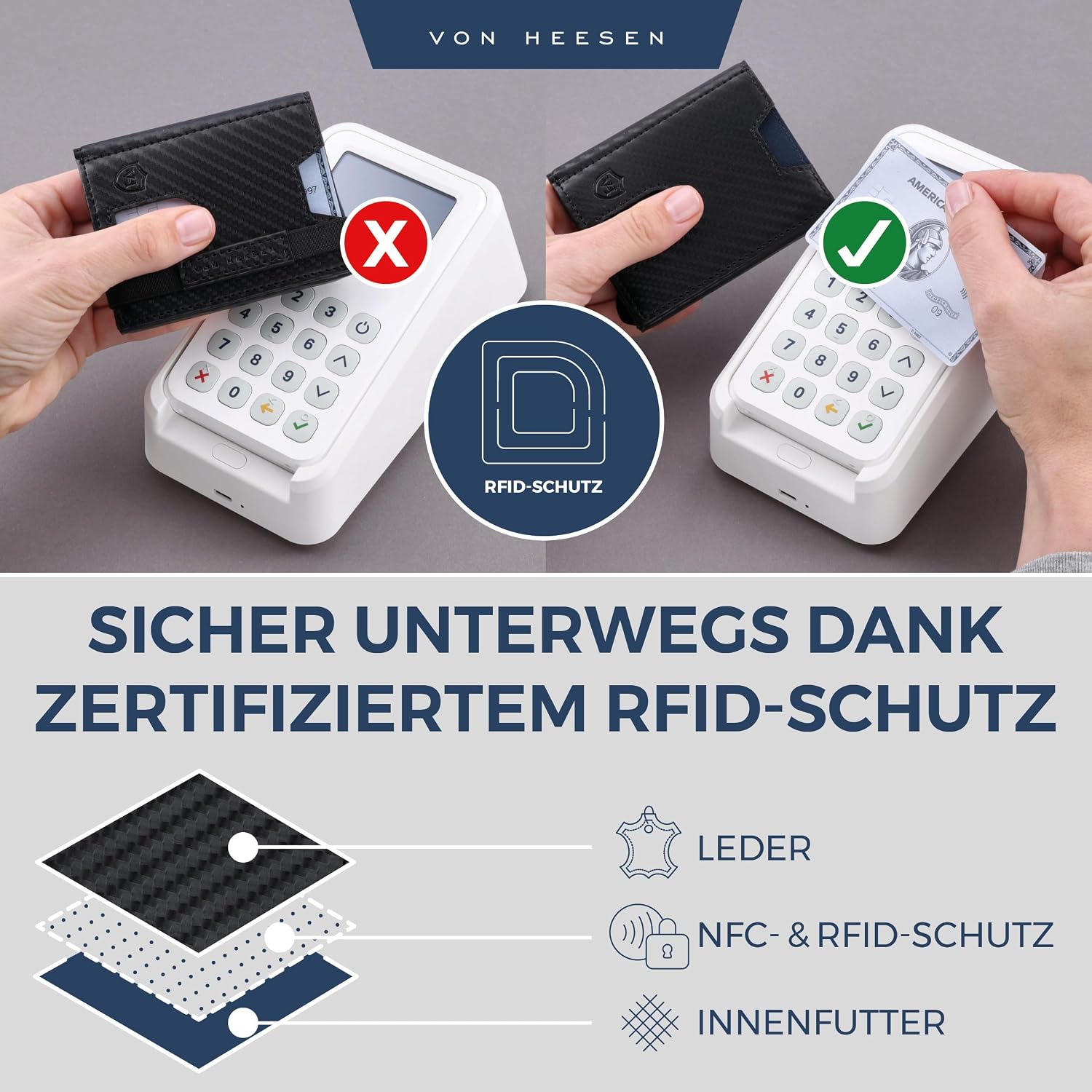Thumbnail 2 de VON HEESEN Slim Wallet 9 x 7 x 1,8 cm
