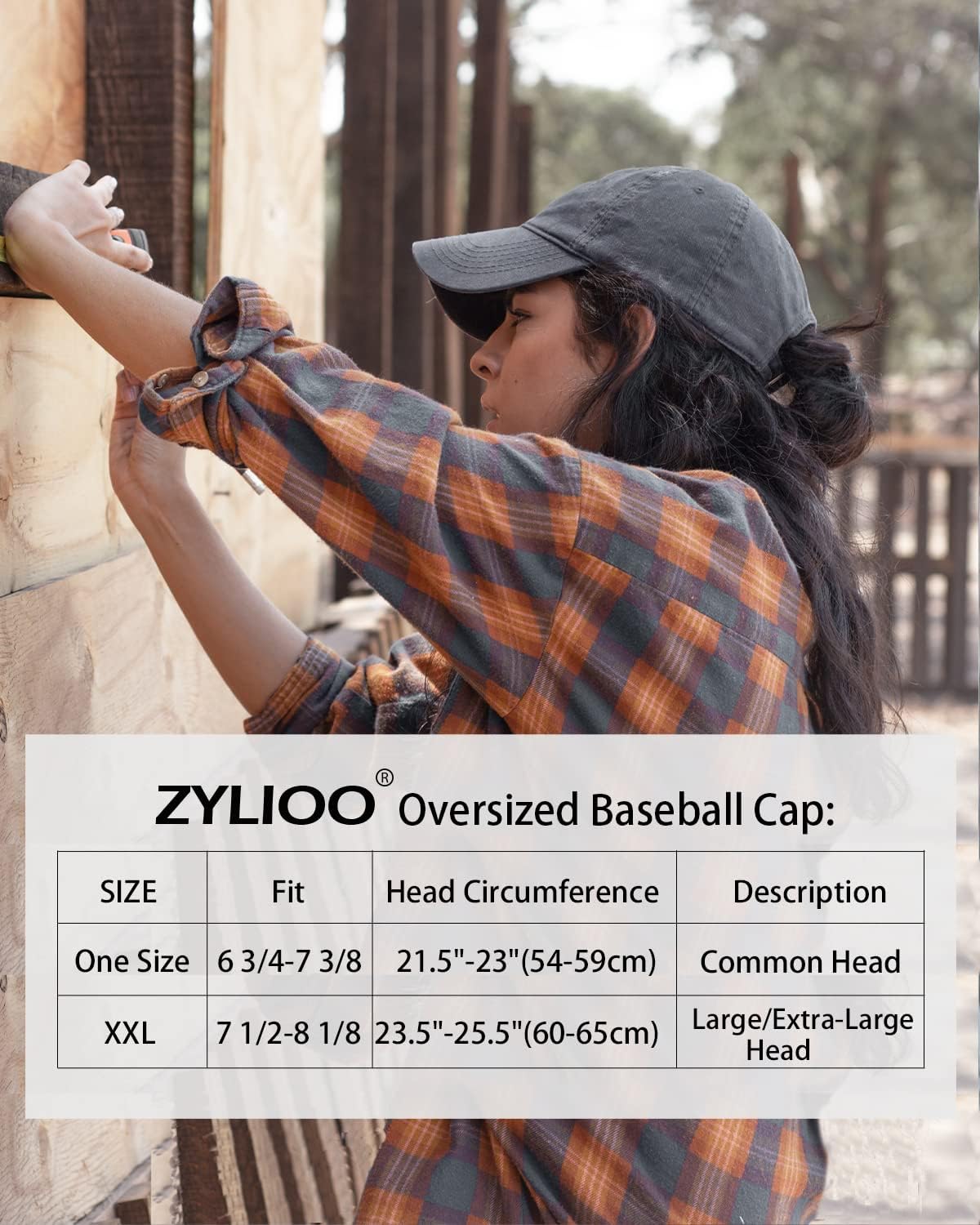 Thumbnail 6 de Zylioo XL/XXL Washed Cotton Baseball Cap – Big Heads, Low-Profile Vintage Style