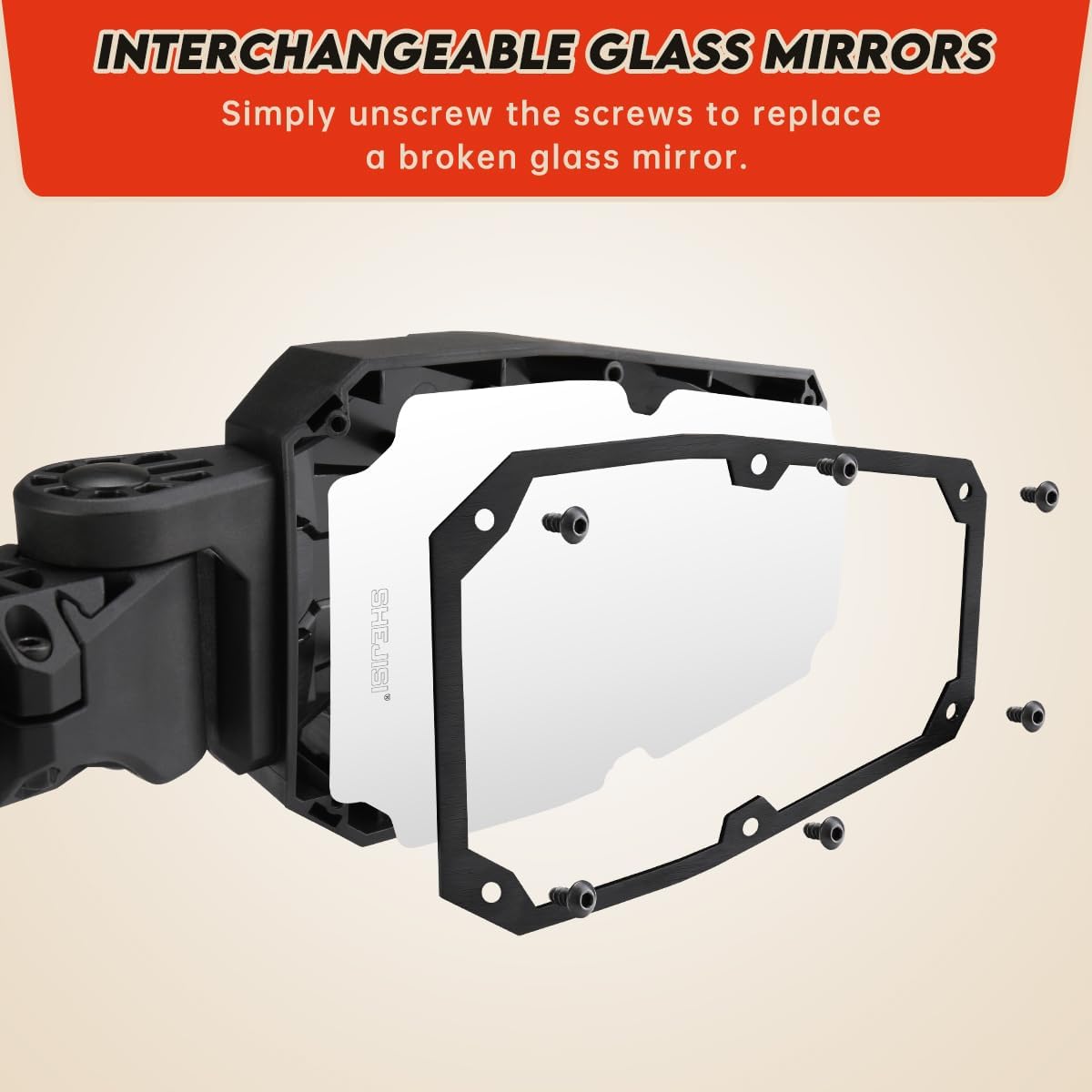 Detalle de SHEJISI UTV side mirrors 2-inch roll bars