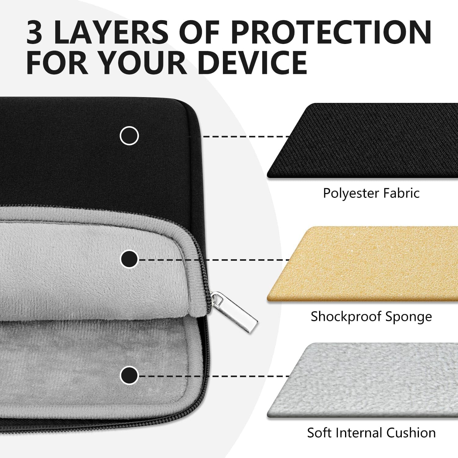 Thumbnail 3 de Laptophülle mit Reißverschluss-Zubehörtasche für 15–16 Zoll Notebooks – gepolstertes Sleeve Case