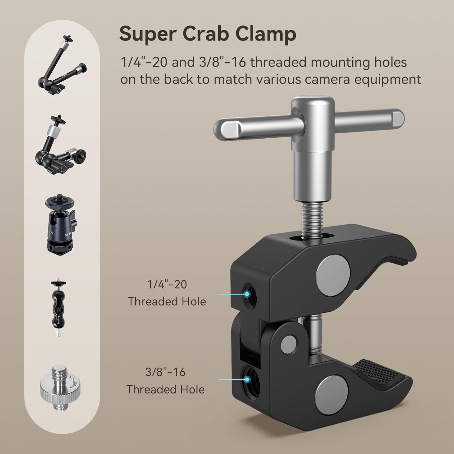 Detalle de SMALLRIG Super morsetto e braccio magico articolato 10 pollici 2732B (vite 1/4")