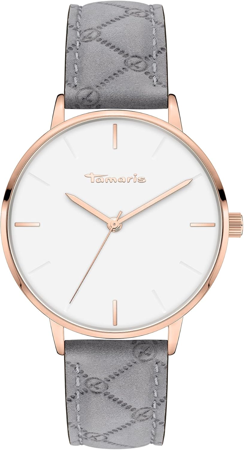 Detalle de Tamaris Damenuhr mit Lederband – klassisch-modern, 36 mm Gehäuse