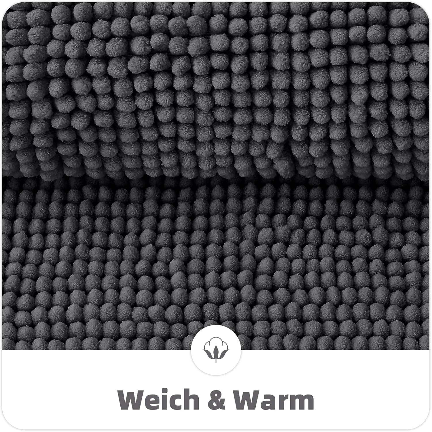 Thumbnail 6 de OLANLY Chenille Badematte 50 x 80 cm dunkelgrau – rutschfest, weich und saugfähig