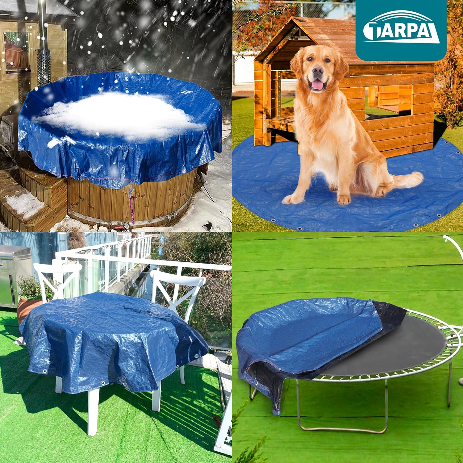 Thumbnail 4 de TARPAL 26ft Round Waterproof 8mil Poly Tarp Pool Cover (Blue/Black)